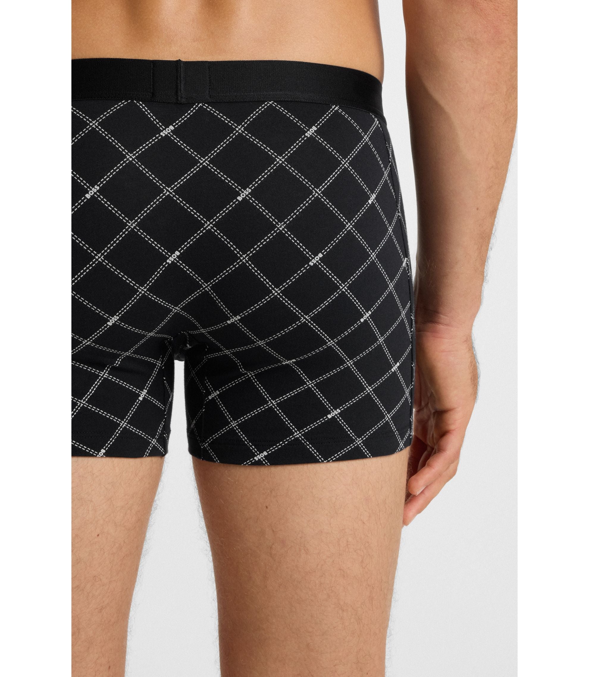 Boss Three Pack Of Stretch Cotton Boxer Briefs Black