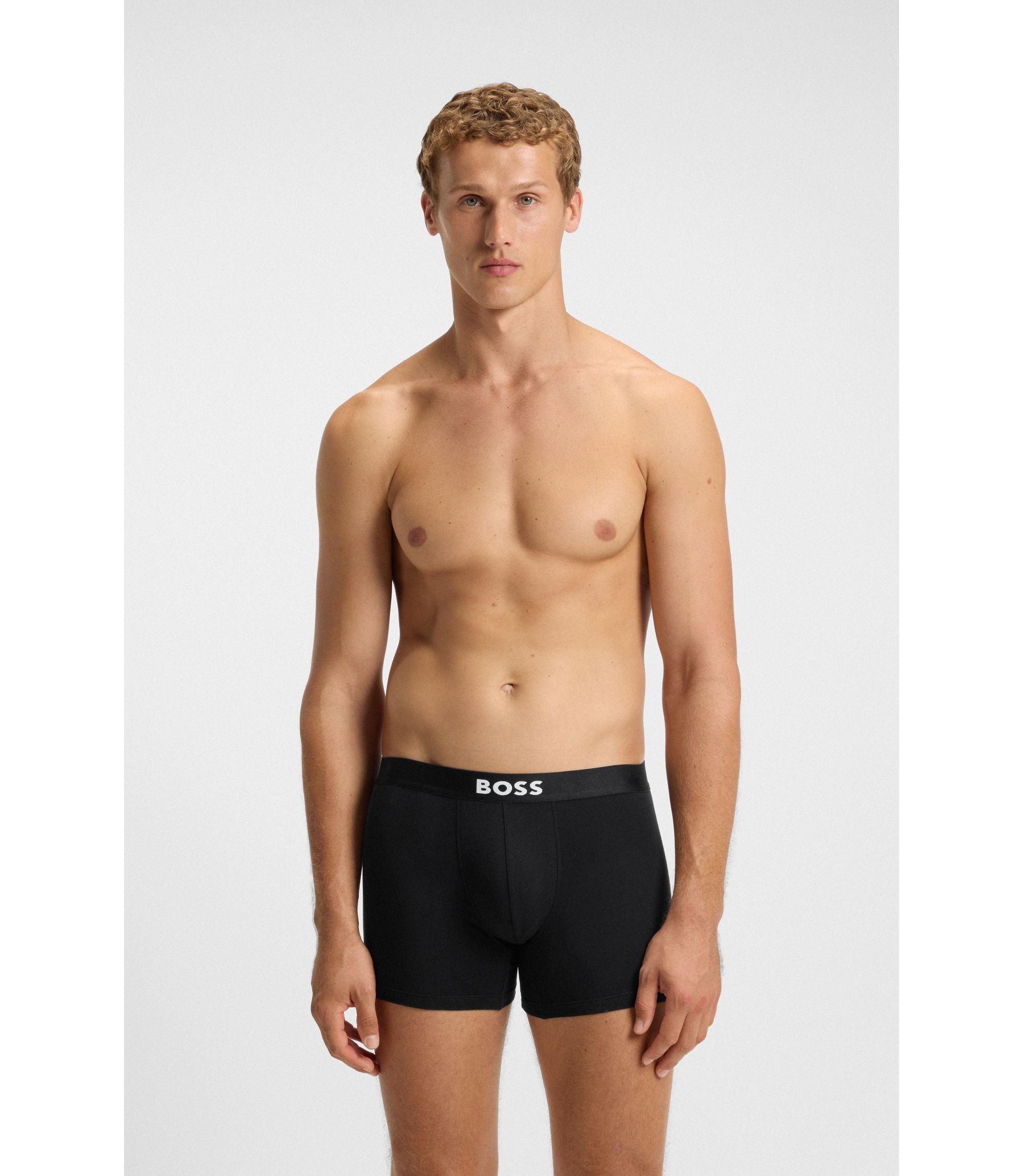 Boss Three Pack Of Stretch Cotton Boxer Briefs Black