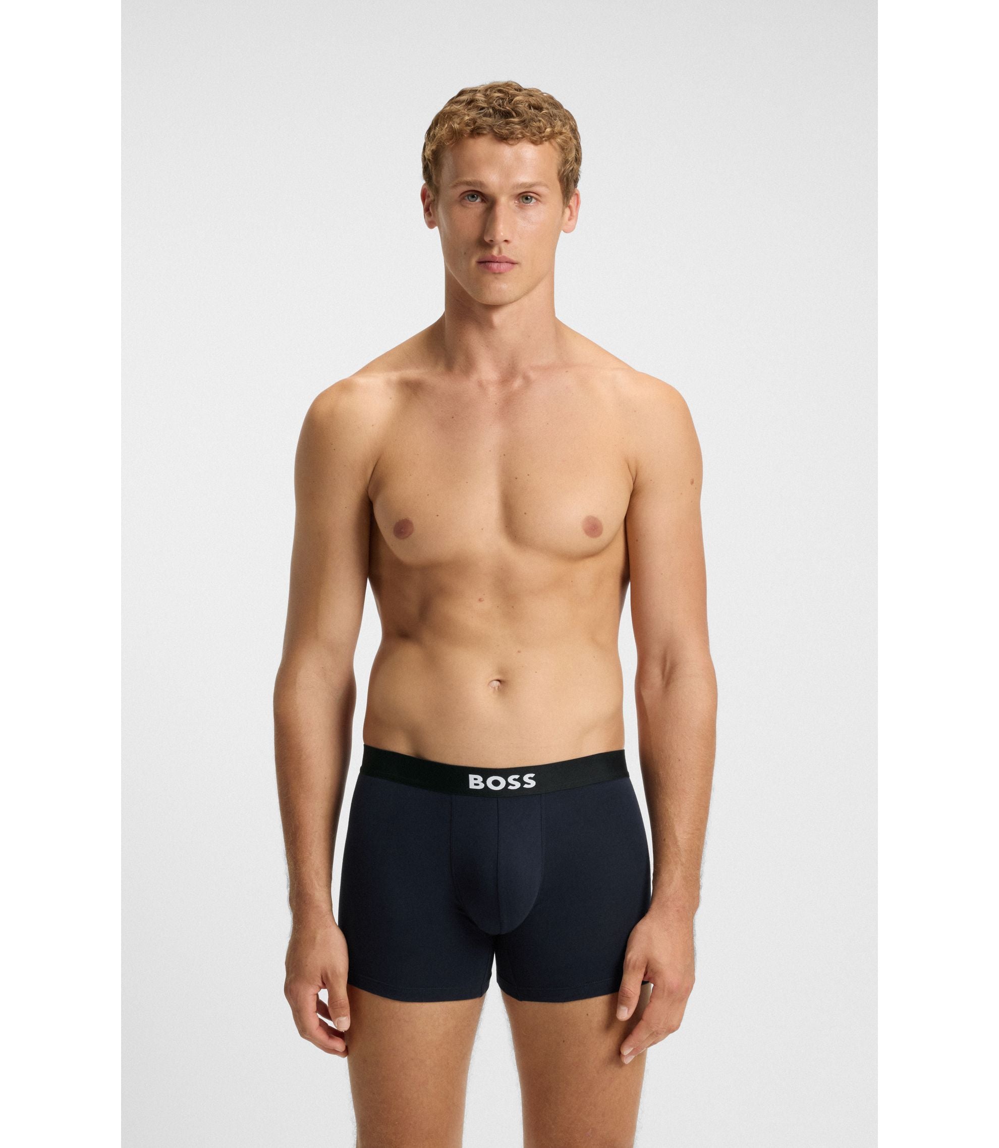 Boss Three Pack Of Stretch Cotton Boxer Briefs Black