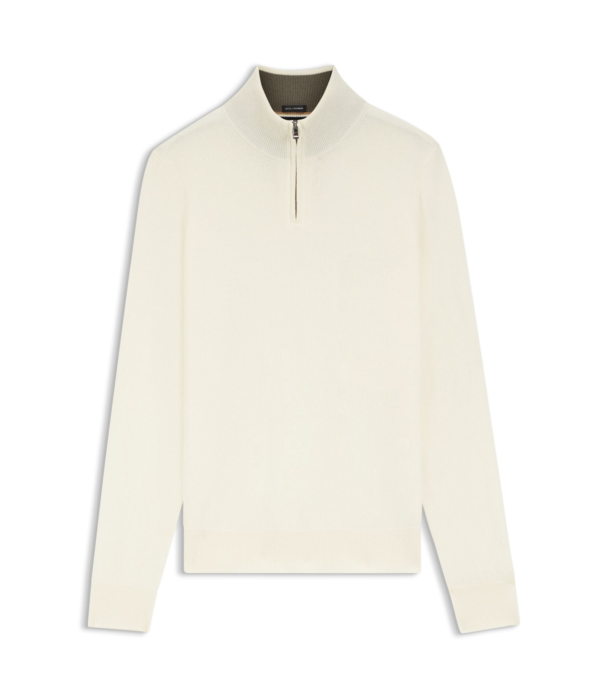 Boss Wool Cashmere Sweater With Zip Neck White