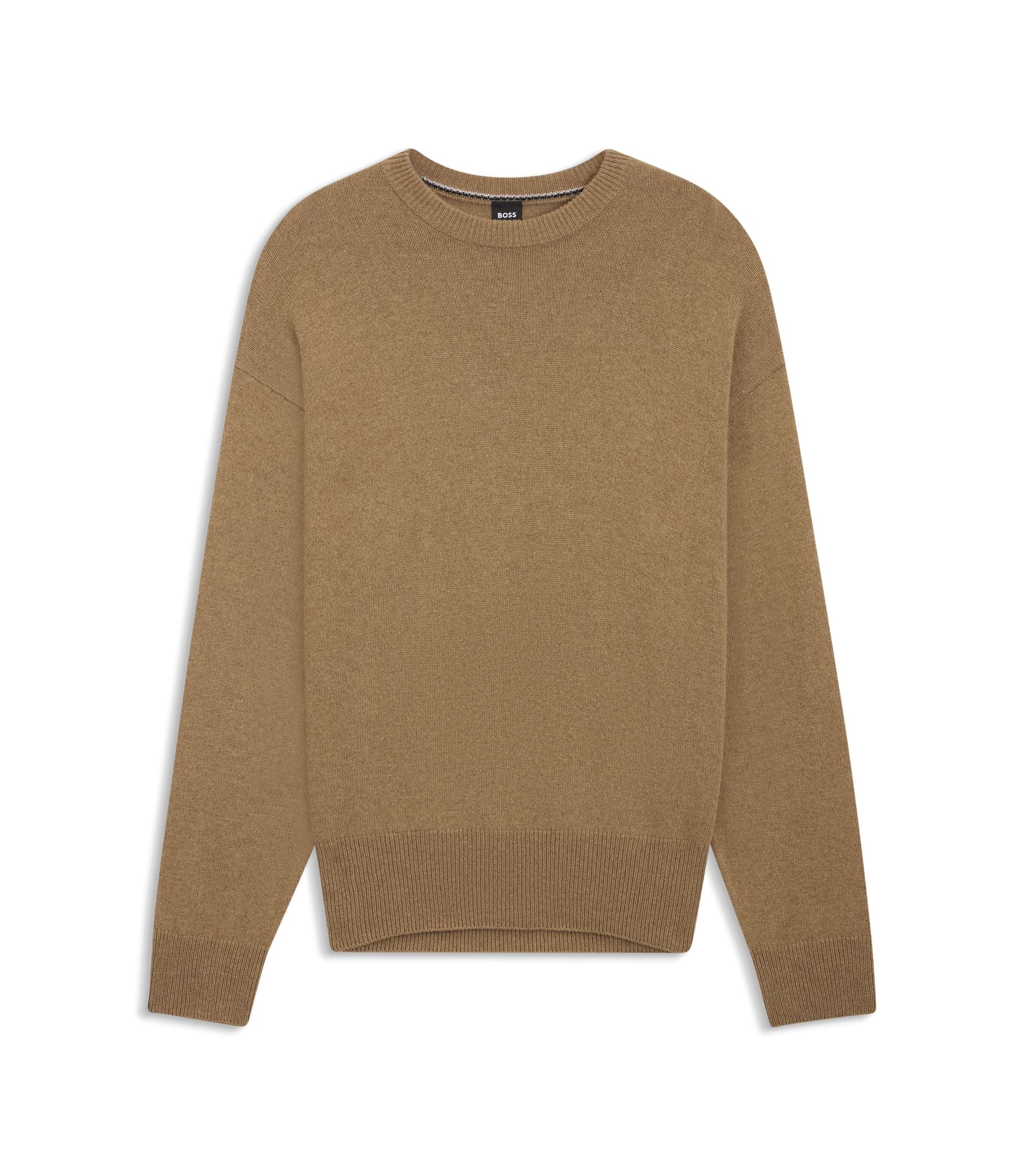 Boss Virgin Wool Sweater In A Relaxed Fit Khaki
