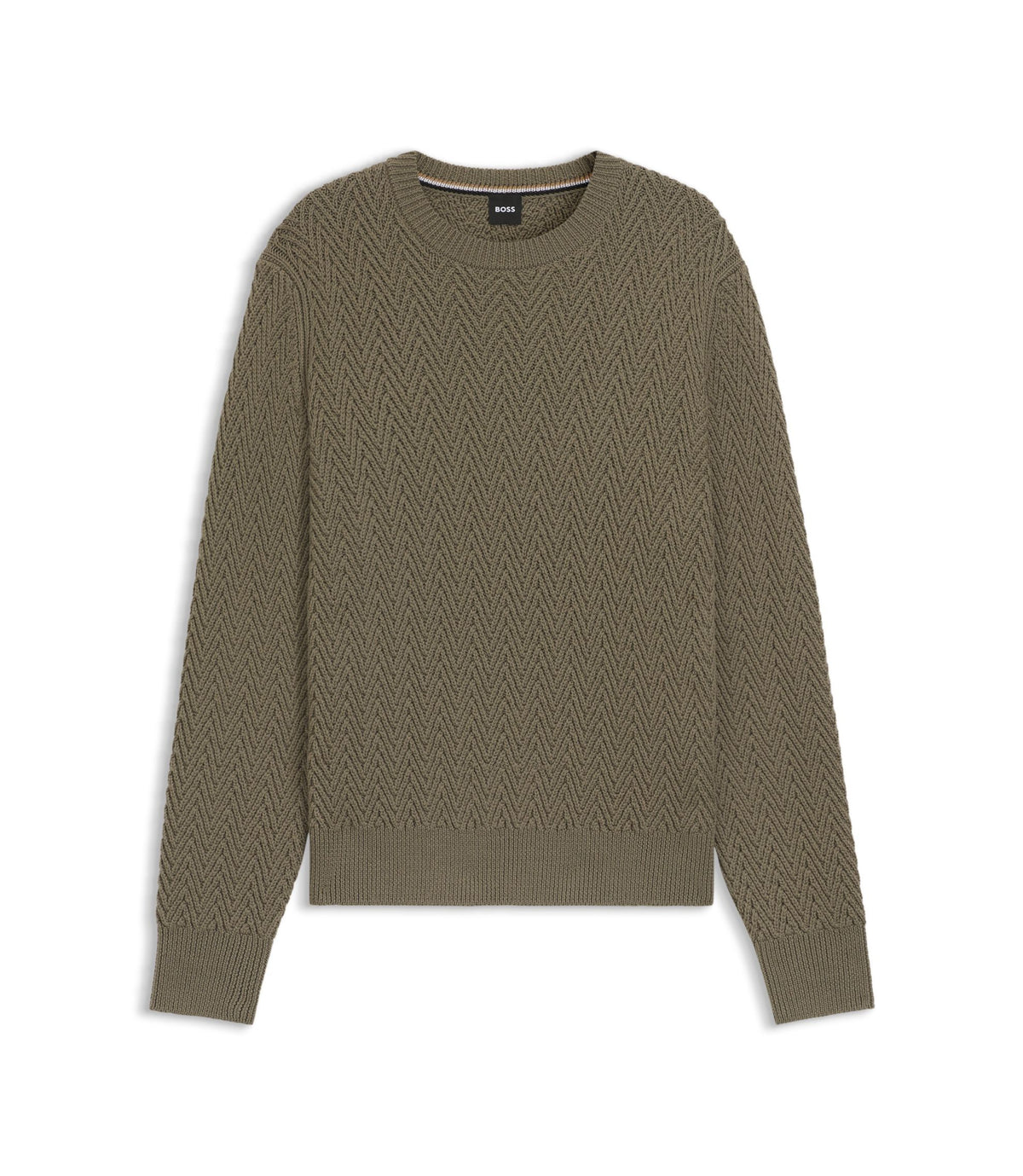 Boss Cashmere Cotton Sweater In An Oversized Fit Light Beige