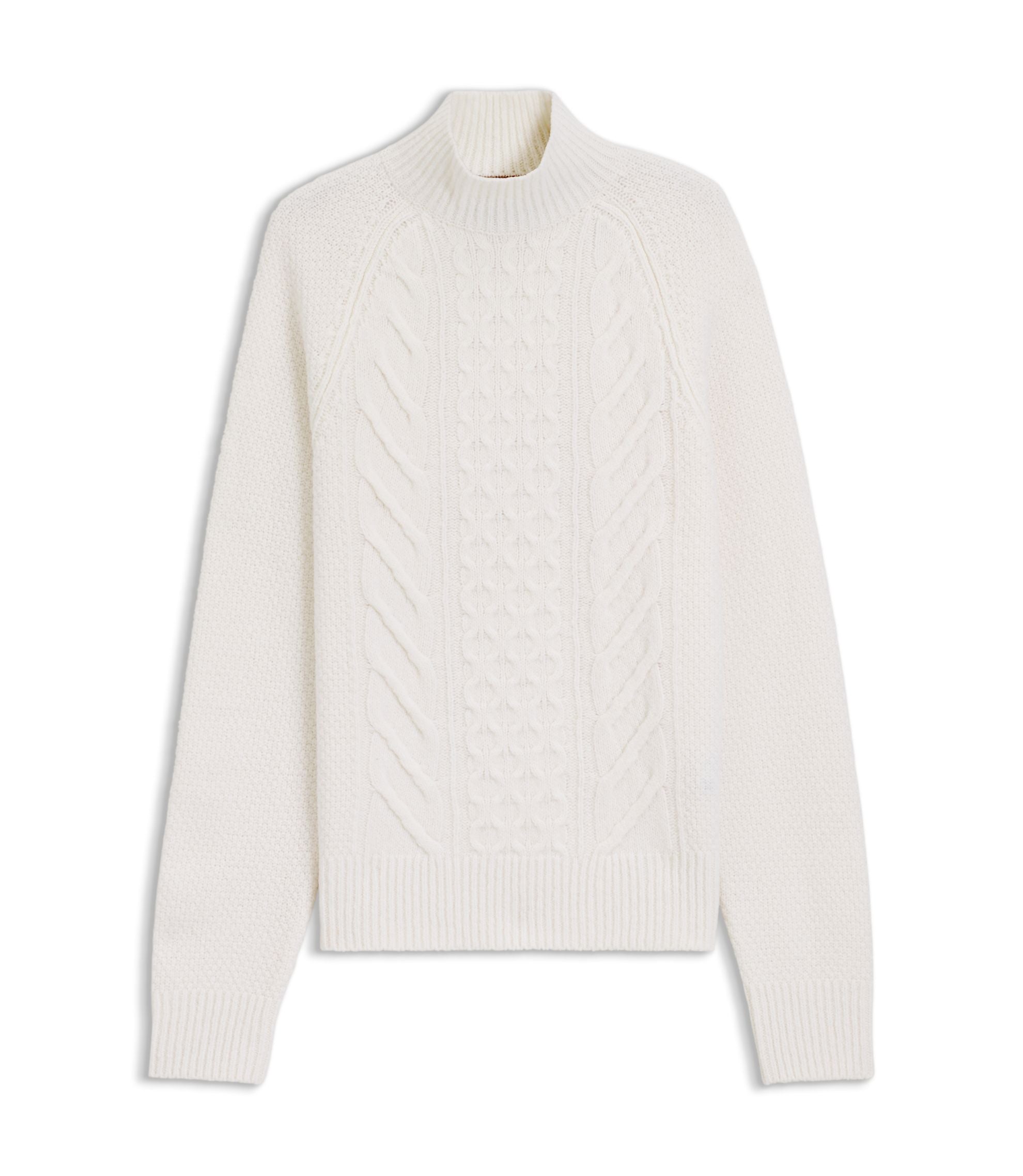 Boss Wool Silk Sweater With Cable Knit White