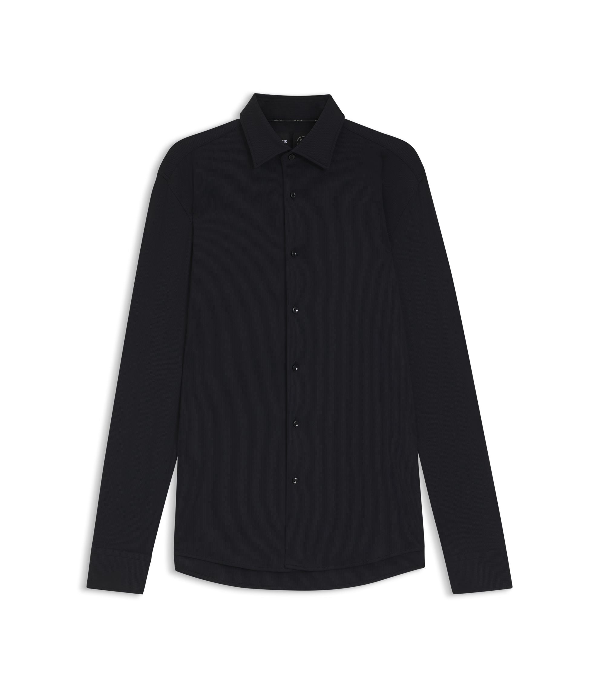 Boss Slim Fit Shirt In Brushed Stretch Flannel Black