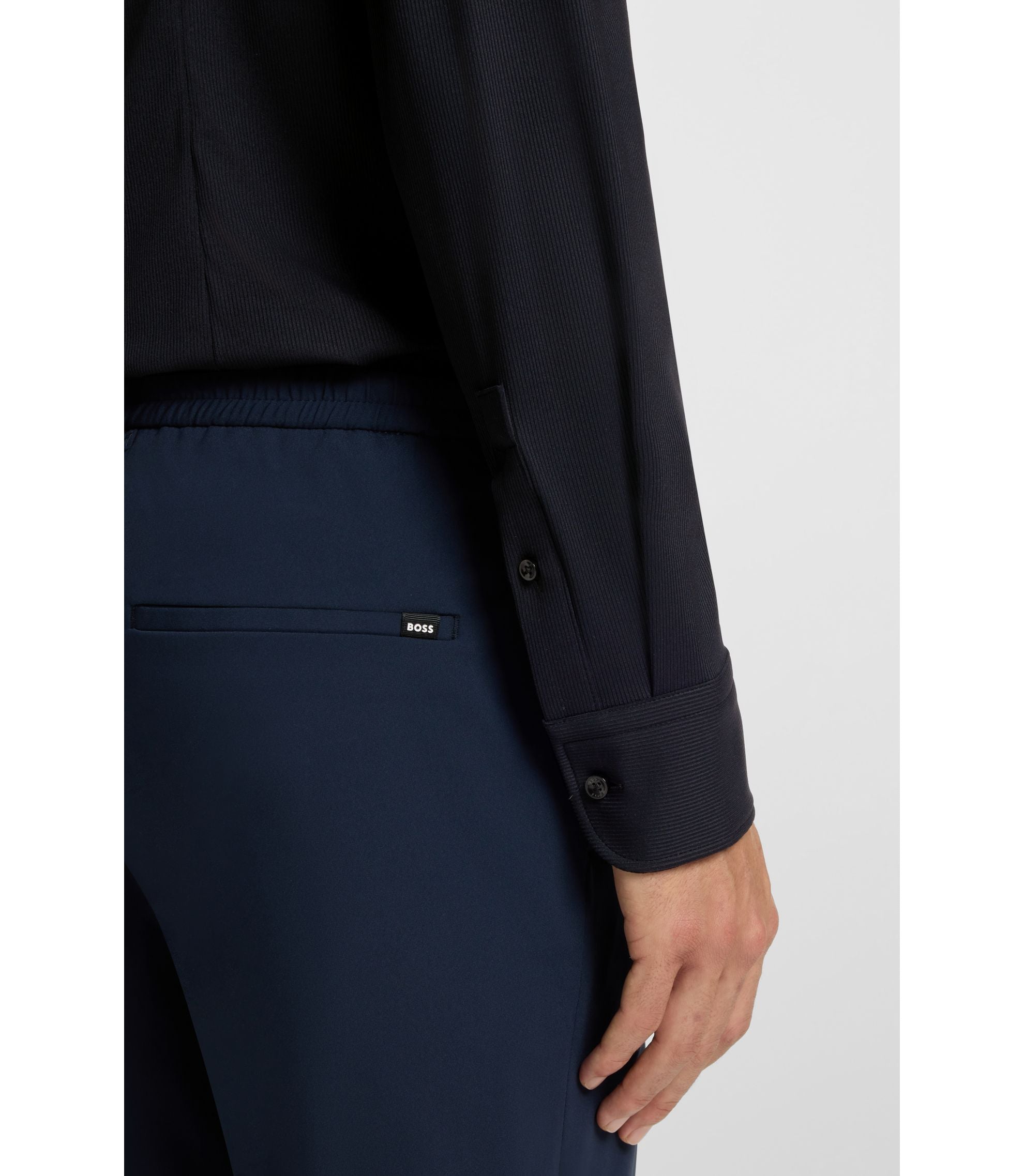 Boss Slim Fit Shirt In Brushed Stretch Flannel Black