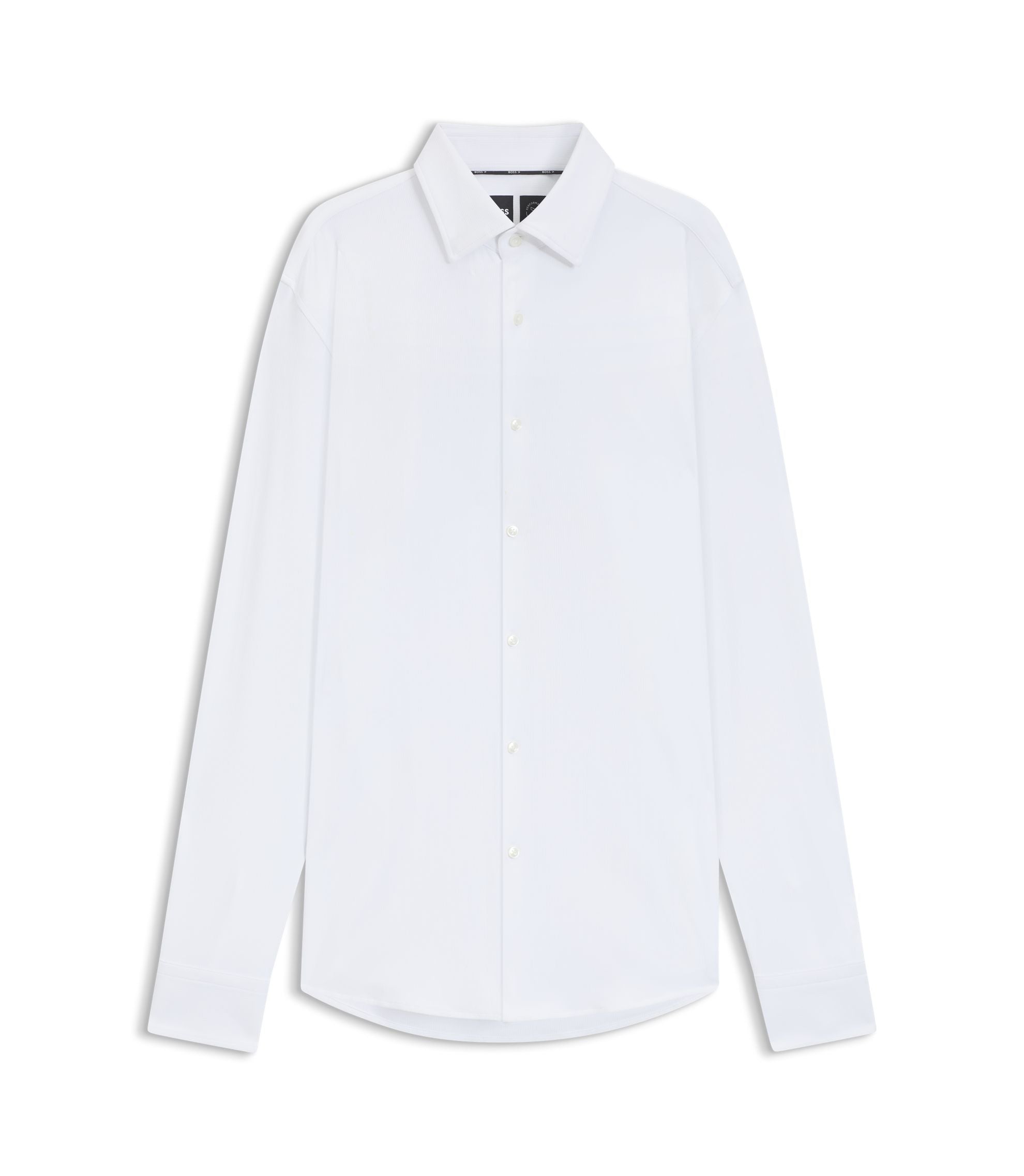 Boss Slim Fit Shirt In Brushed Stretch Flannel White
