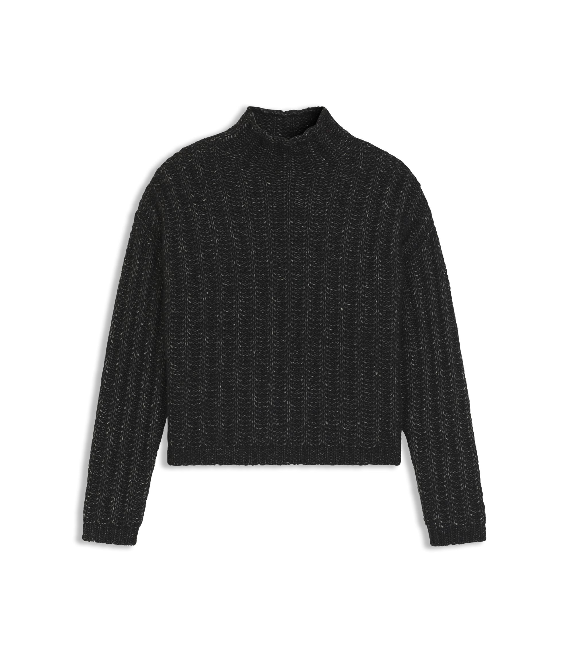 Hugo Knitted Sweater With Bold Ribbed Structure Black Women's