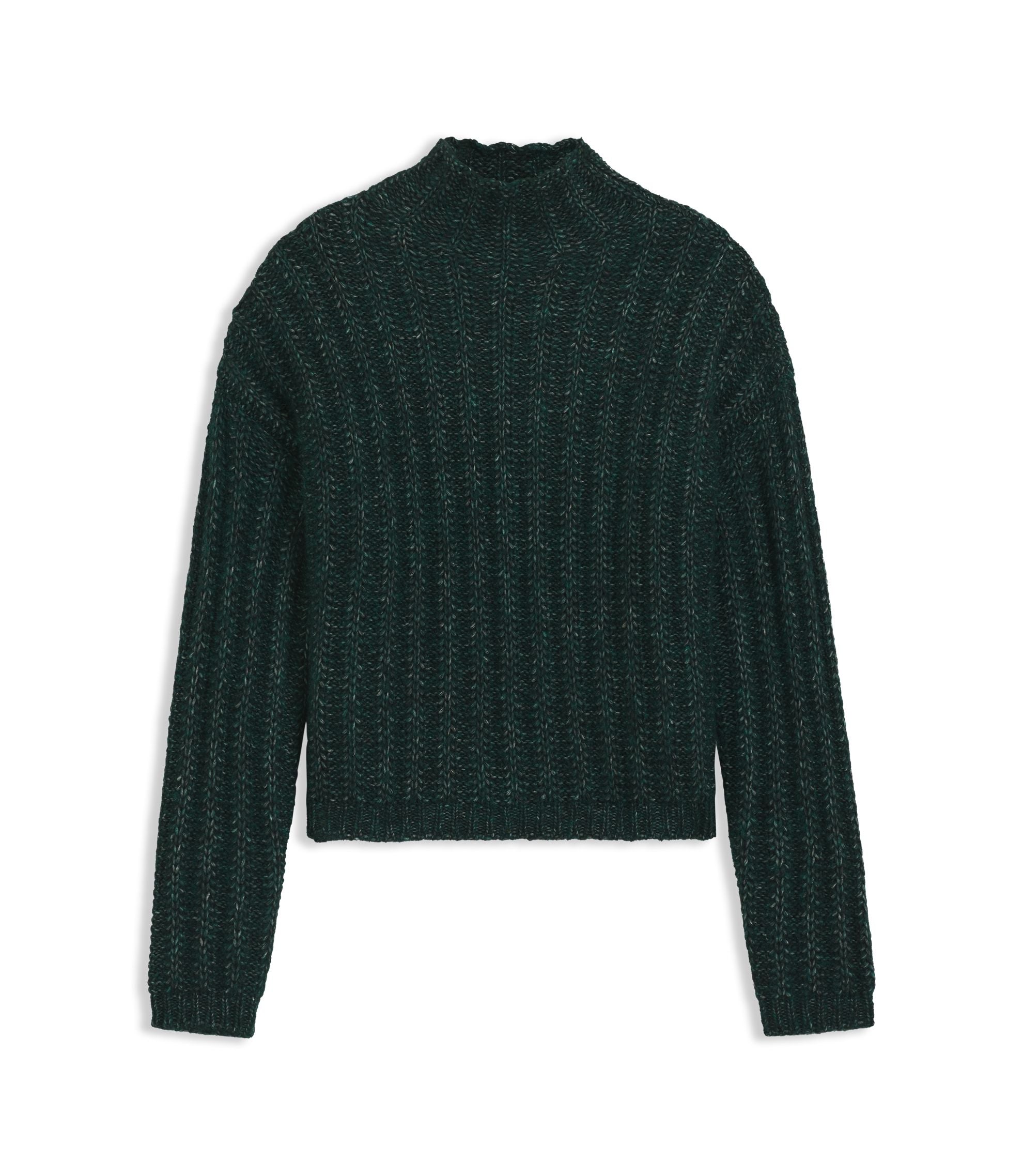 Hugo Knitted Sweater With Bold Ribbed Structure Dark Green Women's