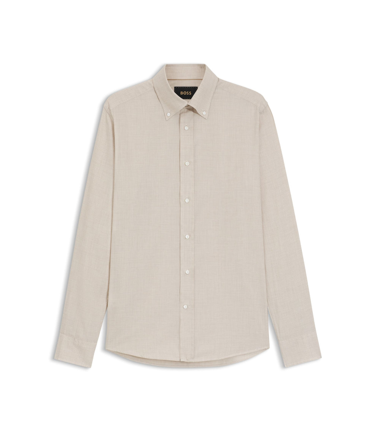 Boss Checked Slim Fit Shirt In Cotton Flannel Light Beige