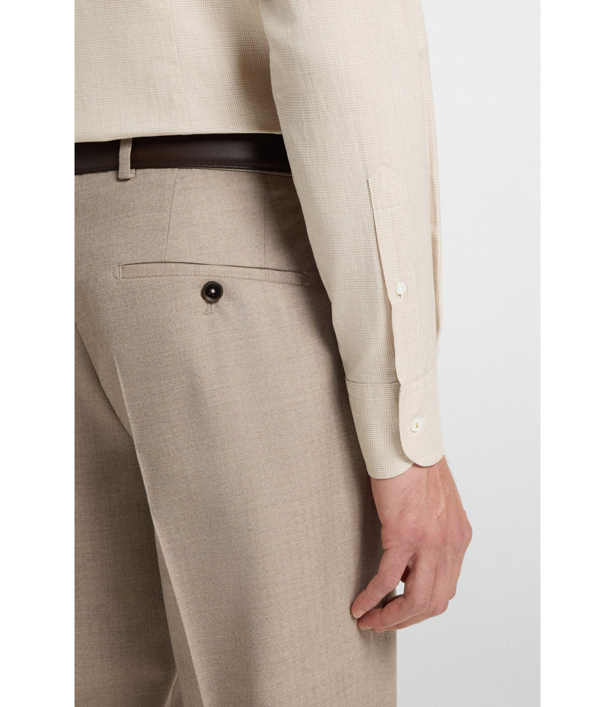 Boss Checked Slim Fit Shirt In Cotton Flannel Light Beige
