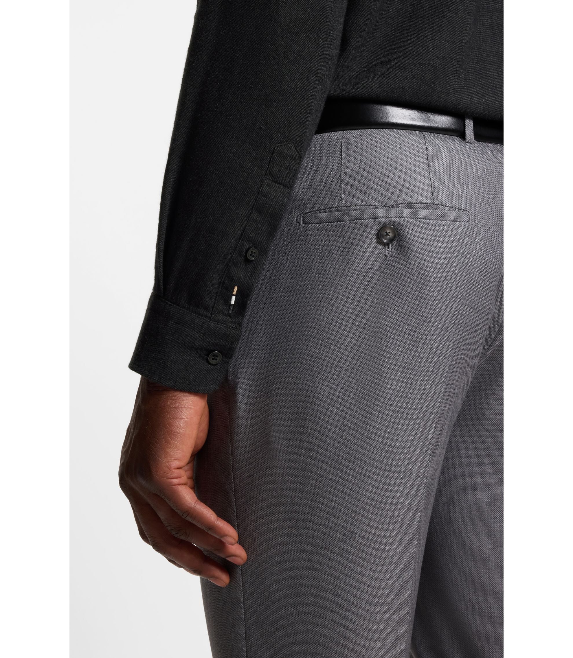 Boss Regular Fit Shirt In Cotton Blend Flannel Black