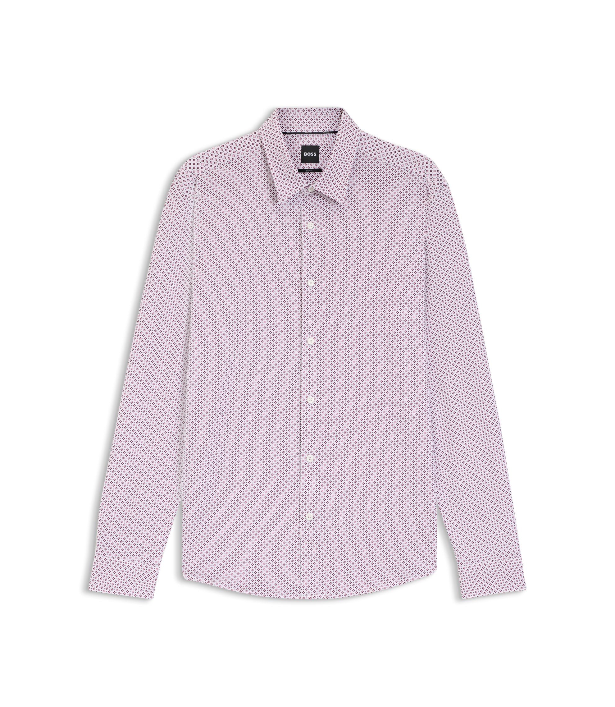 Boss Printed Slim Fit Shirt In A Cotton Blend Dark Red