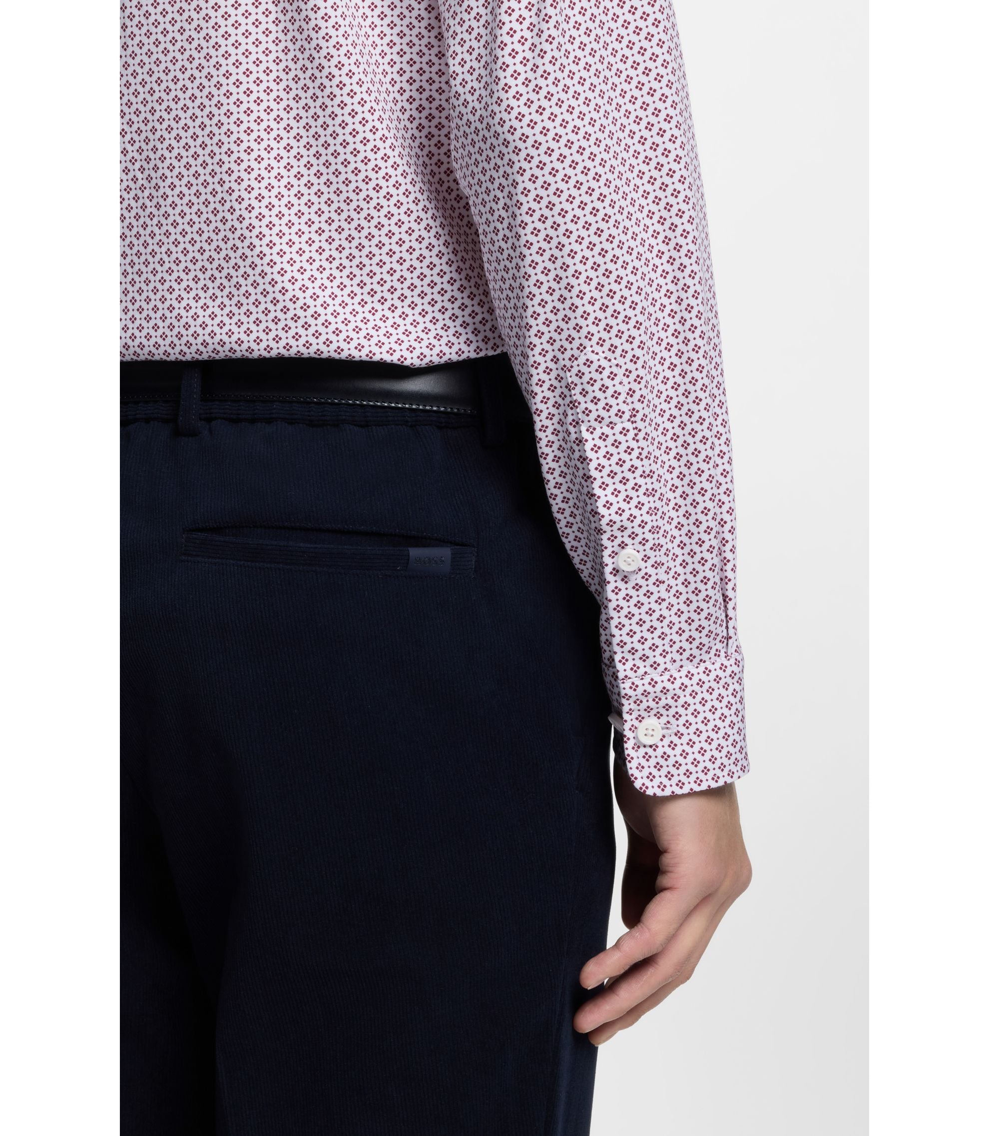 Boss Printed Slim Fit Shirt In A Cotton Blend Dark Red