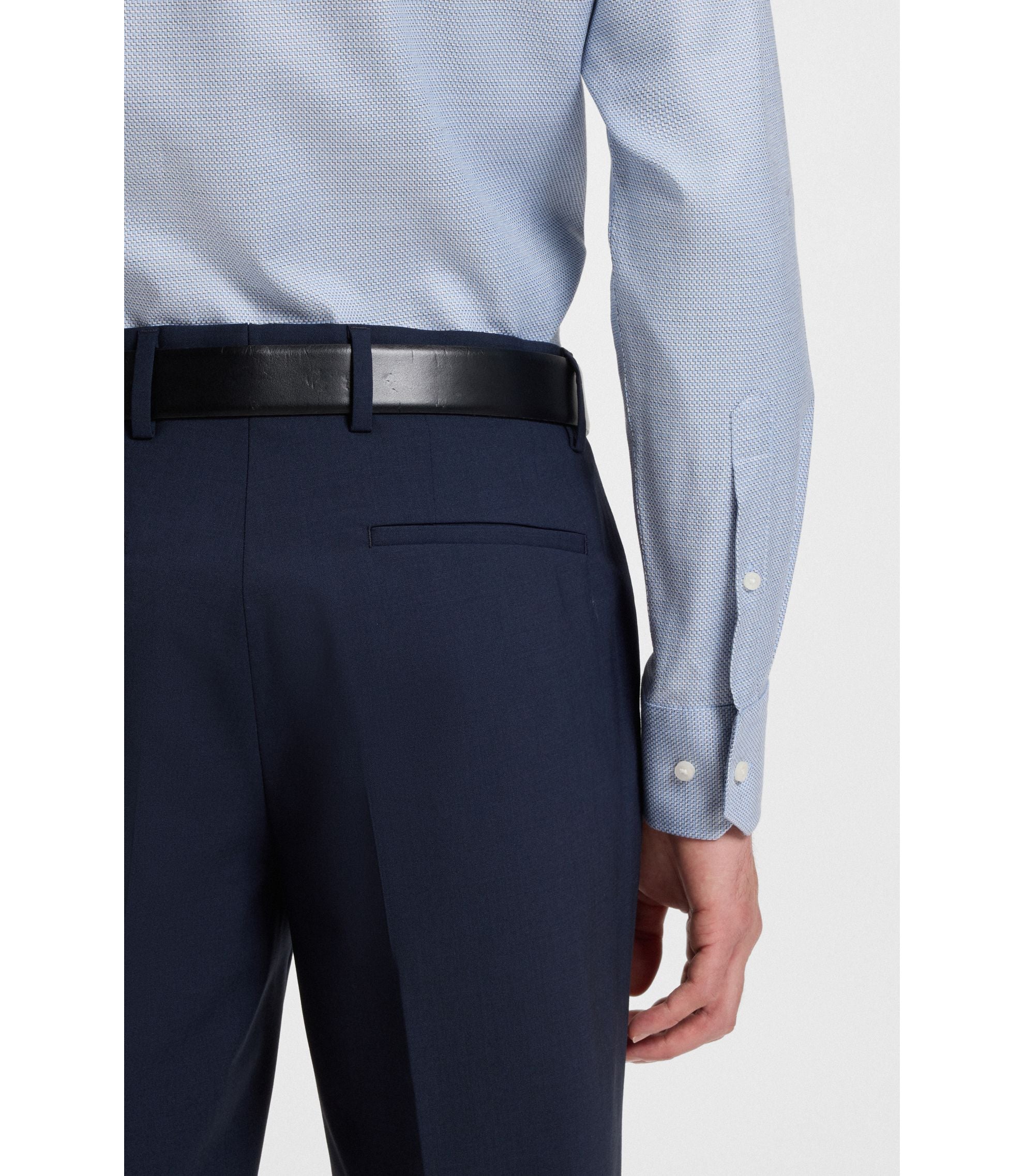 Boss Printed Regular Fit Shirt In Cotton Twill Light Blue