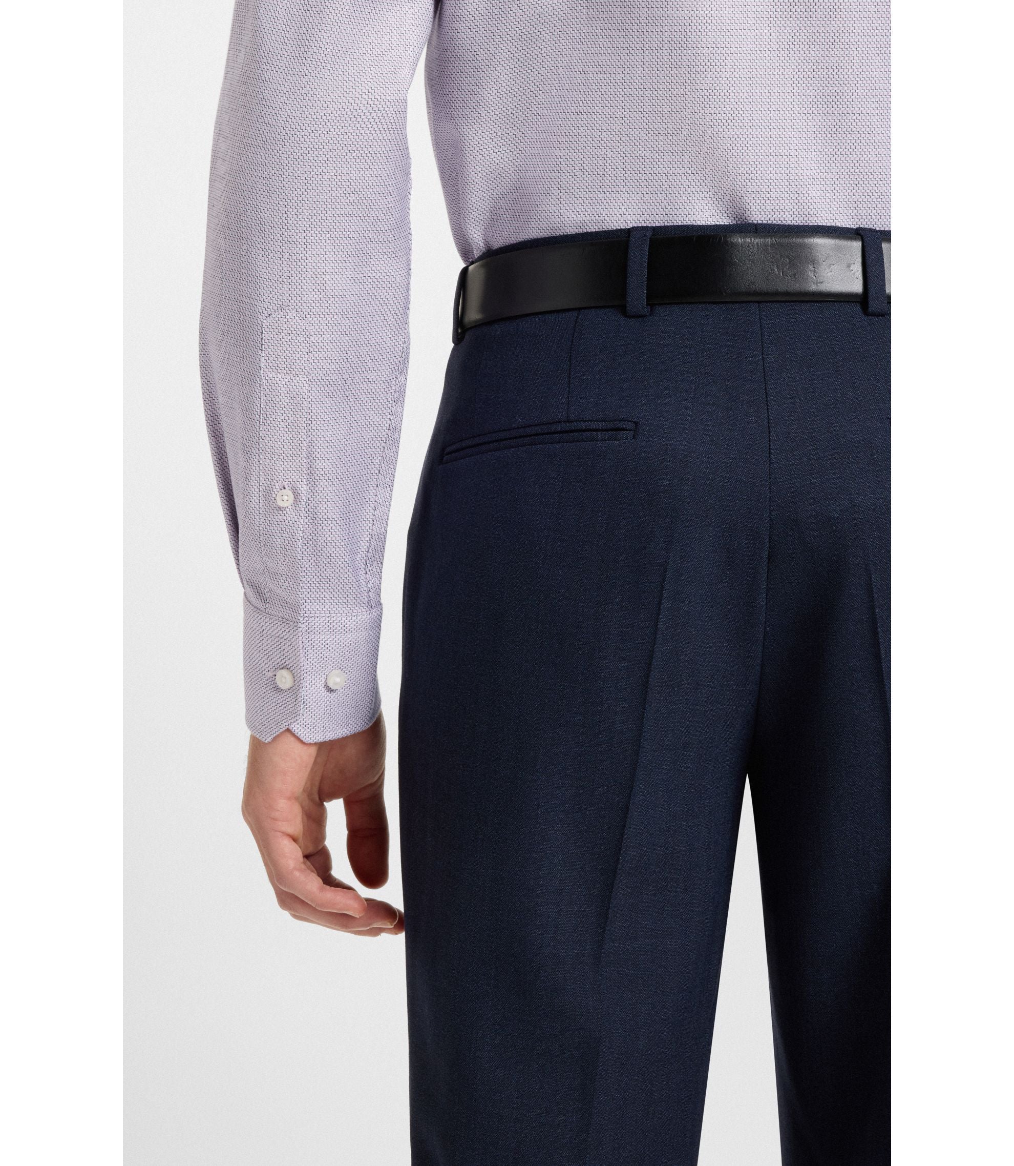 Boss Printed Regular Fit Shirt In Cotton Twill Light Pink