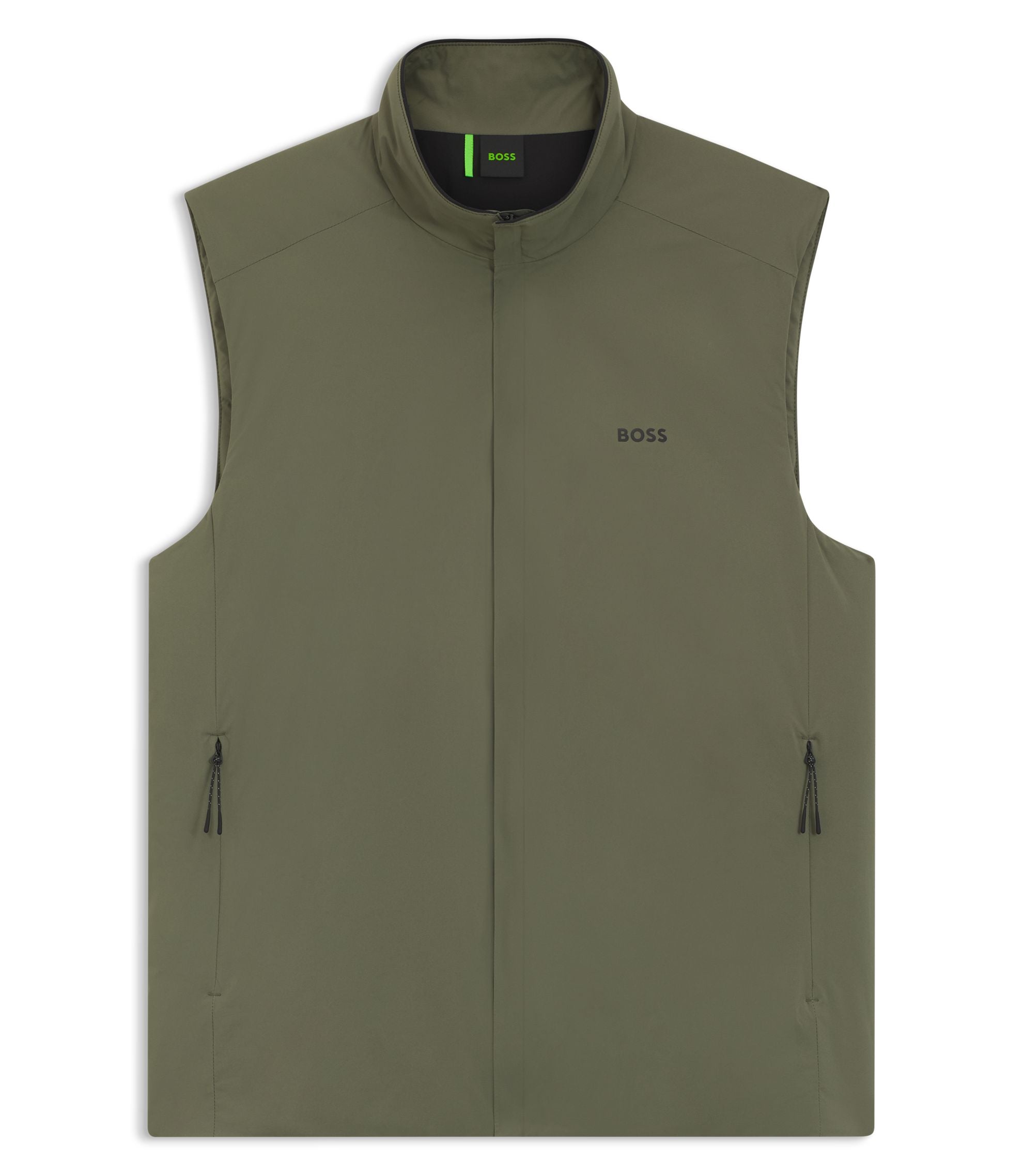 Boss Logo Detail Gilet With Water Repellent Finish Khaki