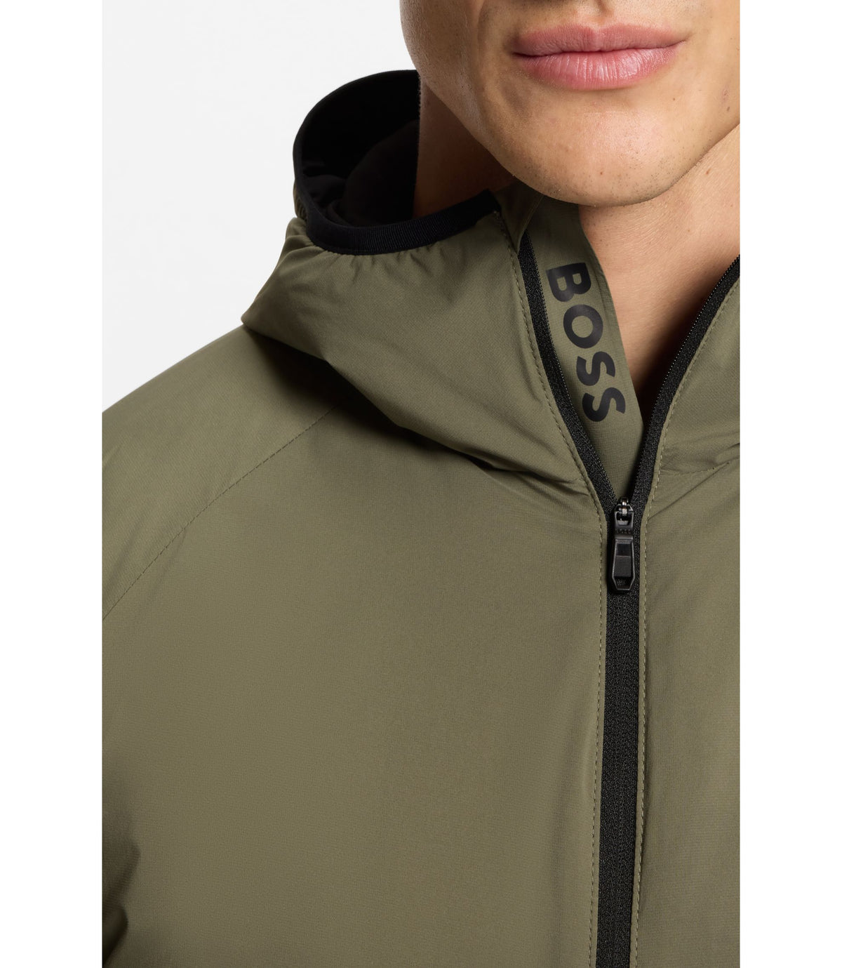 Boss Adjustable Hem Jacket With Water Repellent Finish Khaki