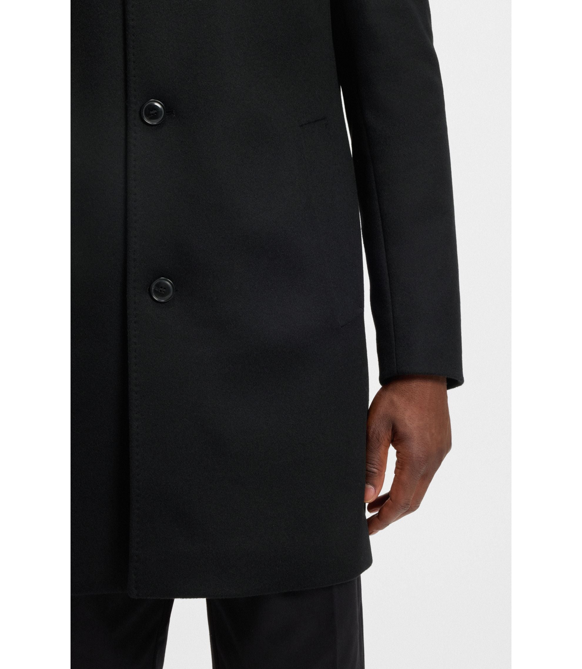 Boss Wool Cashmere Coat In A Slim Fit Black