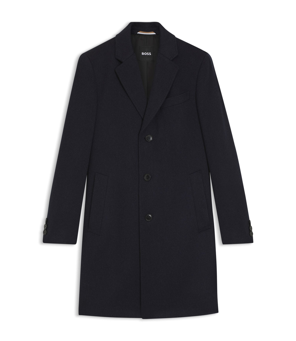 Boss Cashmere Coat In A Slim Fit Dark Blue