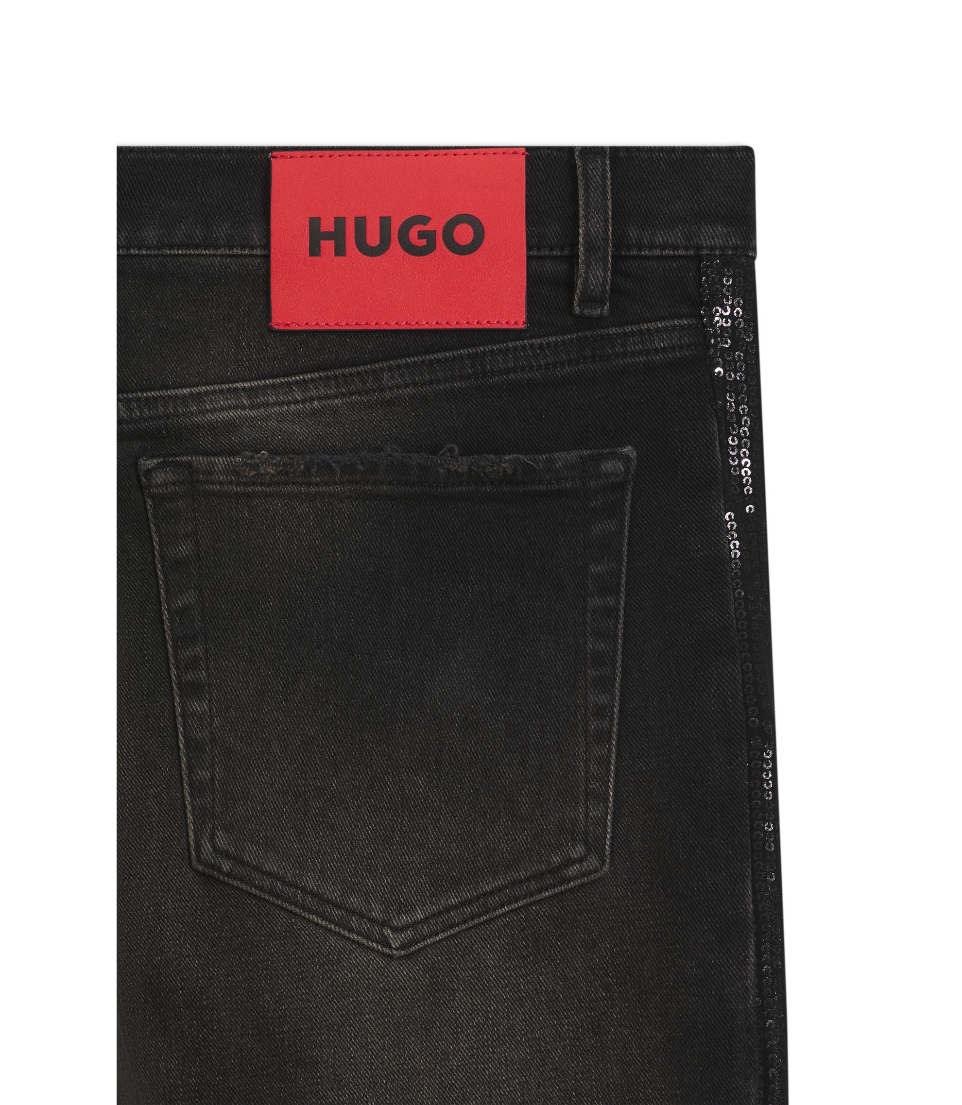 Hugo Grey Tapered Fit Jeans In Stretch Denim Dark Grey