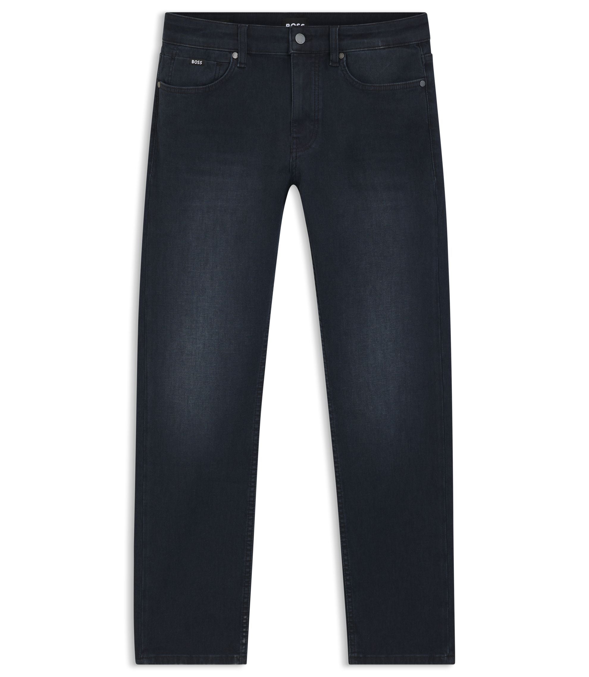 Boss Delaware Blue Slim Fit Jeans In Knitted Denim Dark Blue