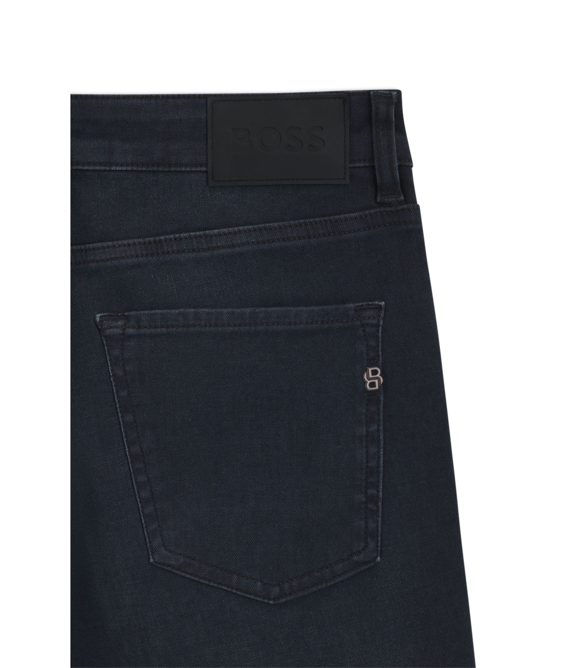 Boss Delaware Blue Slim Fit Jeans In Knitted Denim Dark Blue