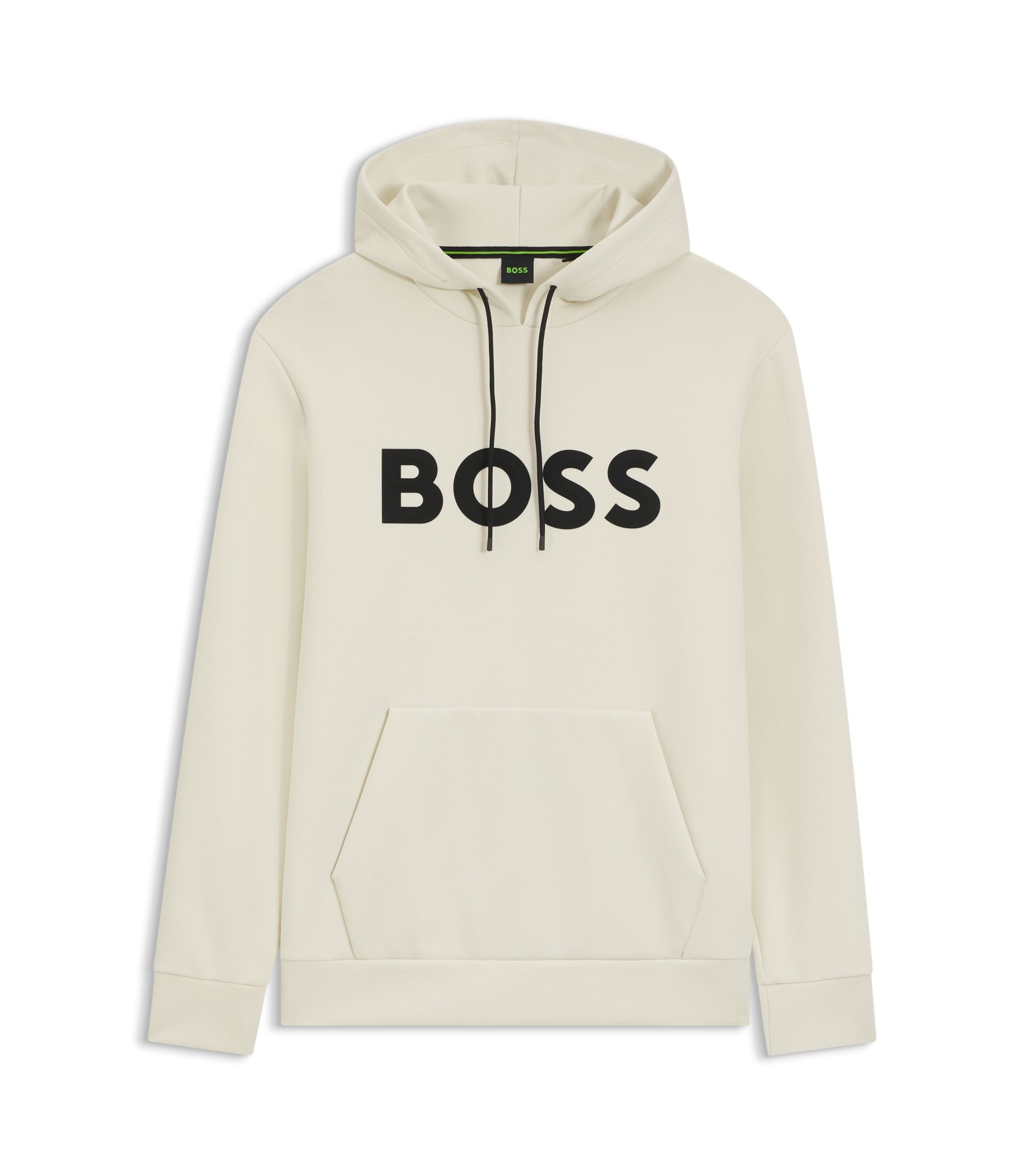 Boss Moulded Logo Hoodie In A Cotton Blend White