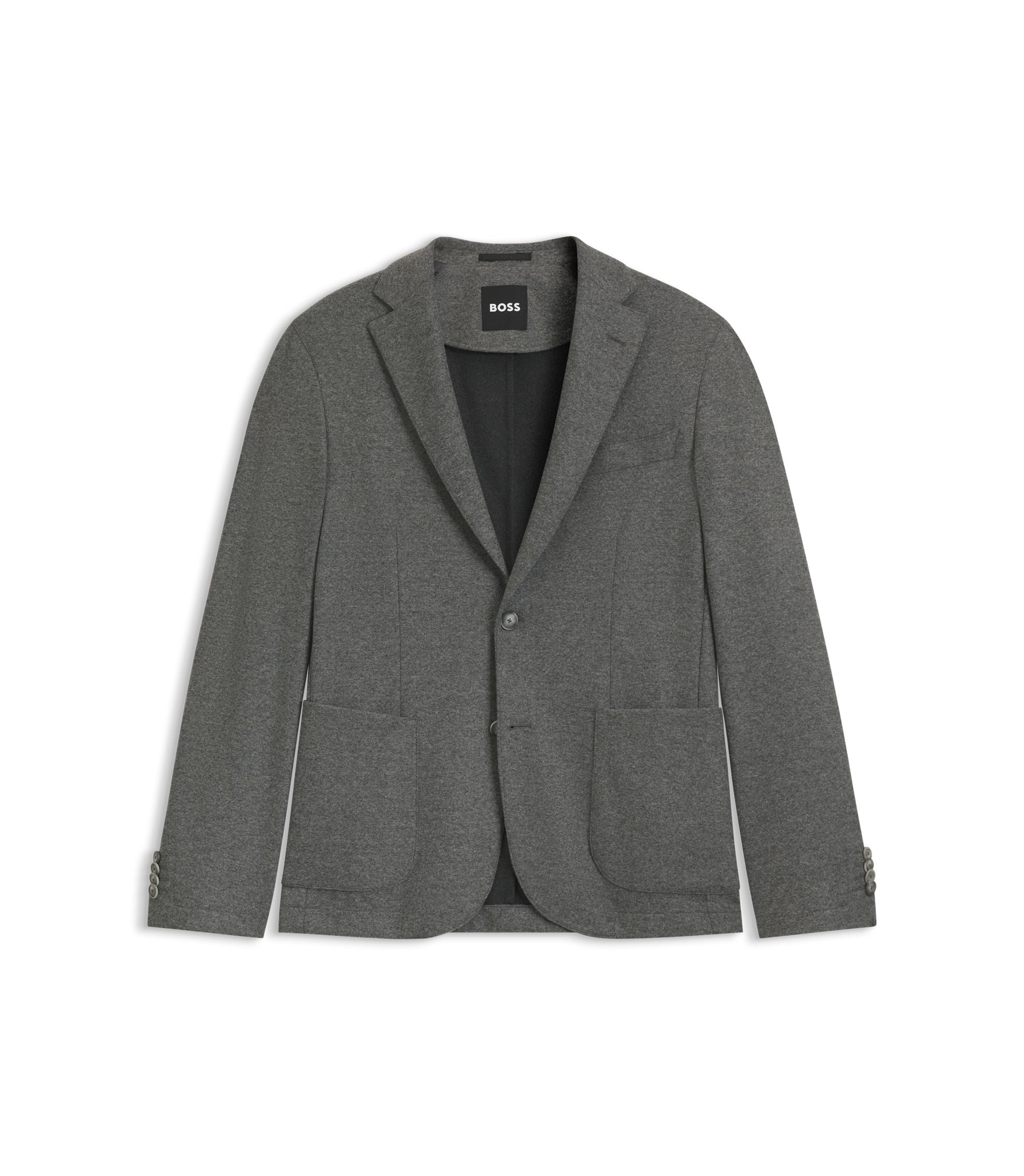 Boss Brushed Slim Fit Jacket In Stretch Flannel Grey