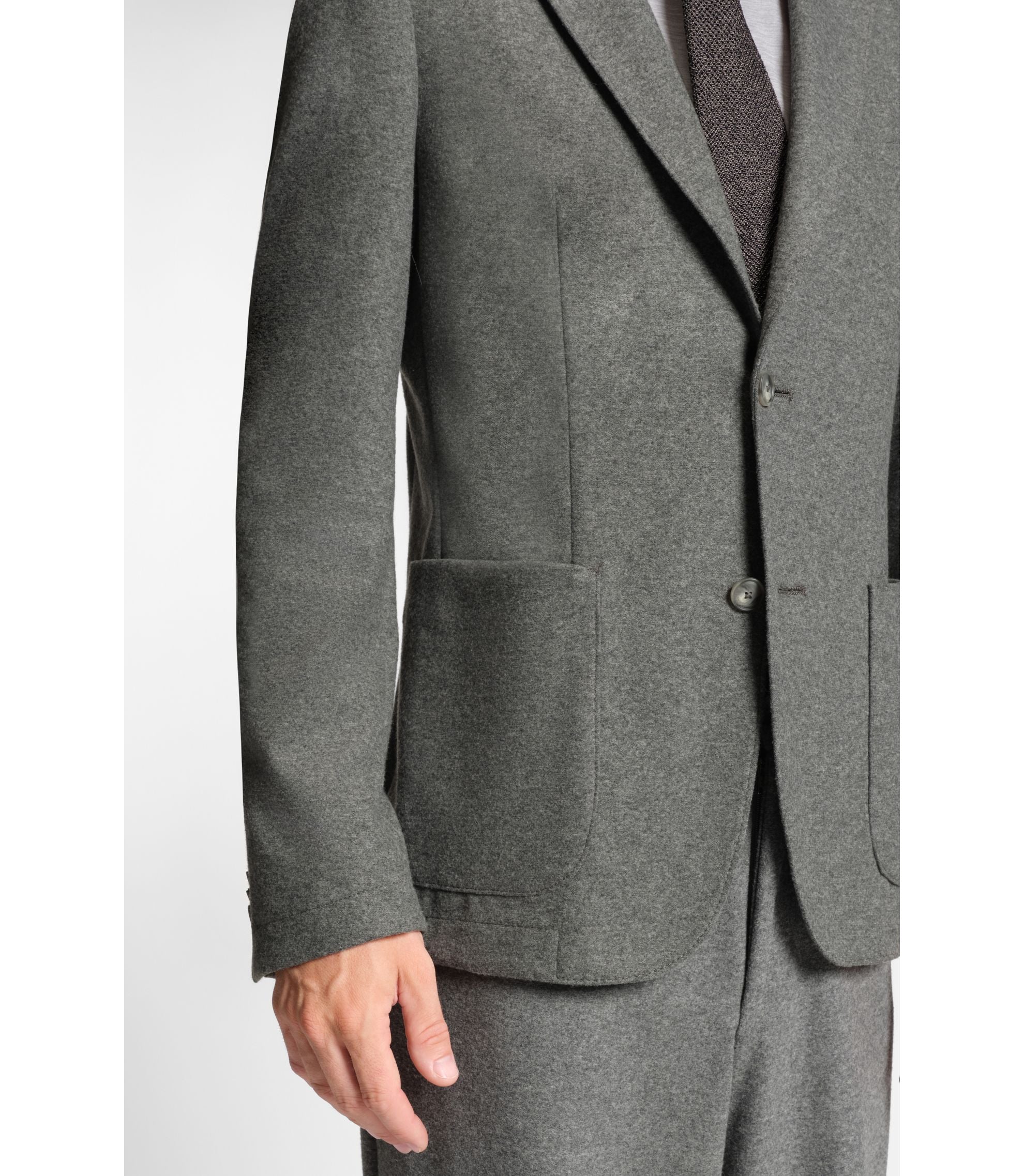 Boss Brushed Slim Fit Jacket In Stretch Flannel Grey