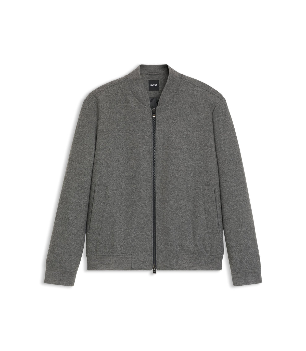 Boss Brushed Slim Fit Jacket In Stretch Flannel Grey