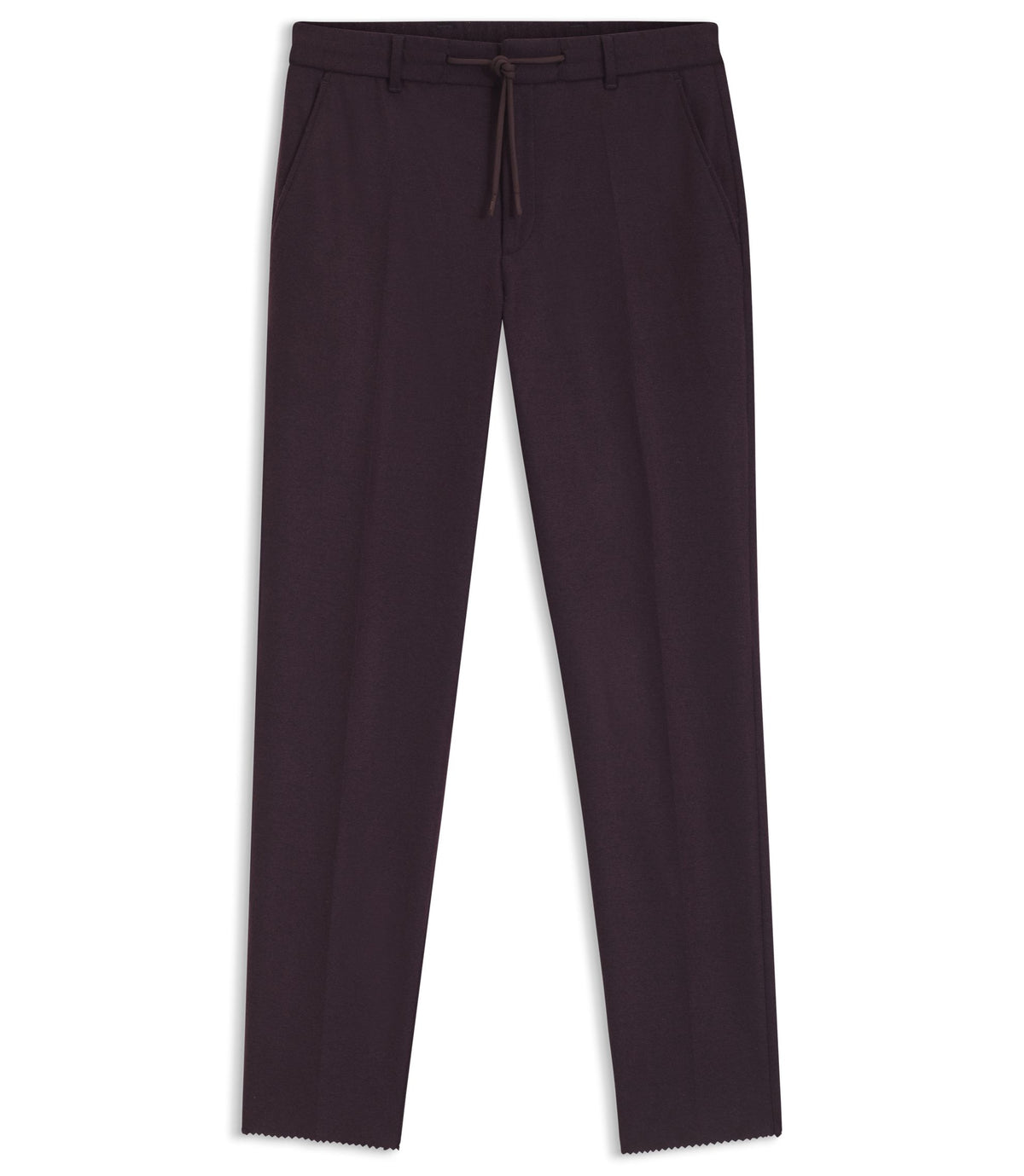 Boss Brushed Tapered Fit Trousers In Stretch Flannel Dark Red