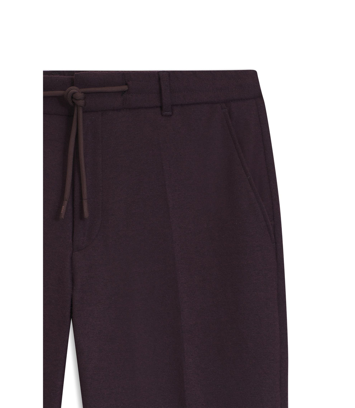 Boss Brushed Tapered Fit Trousers In Stretch Flannel Dark Red