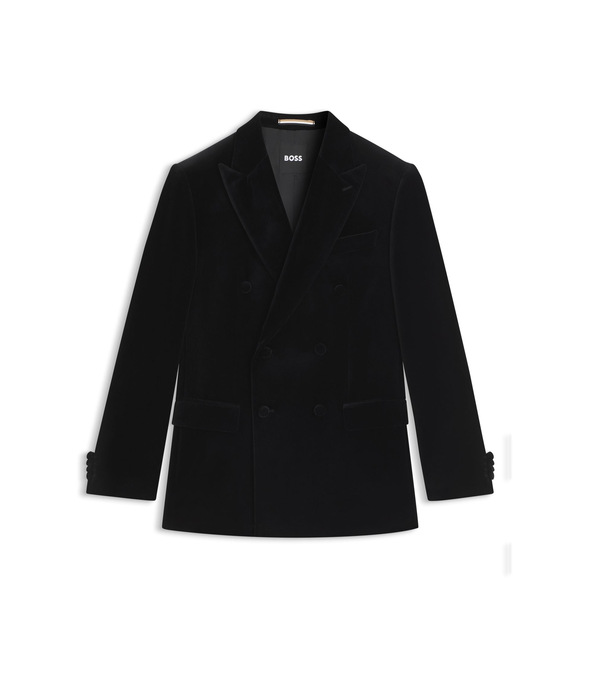 Boss Slim Fit Jacket In Cotton Velvet Black