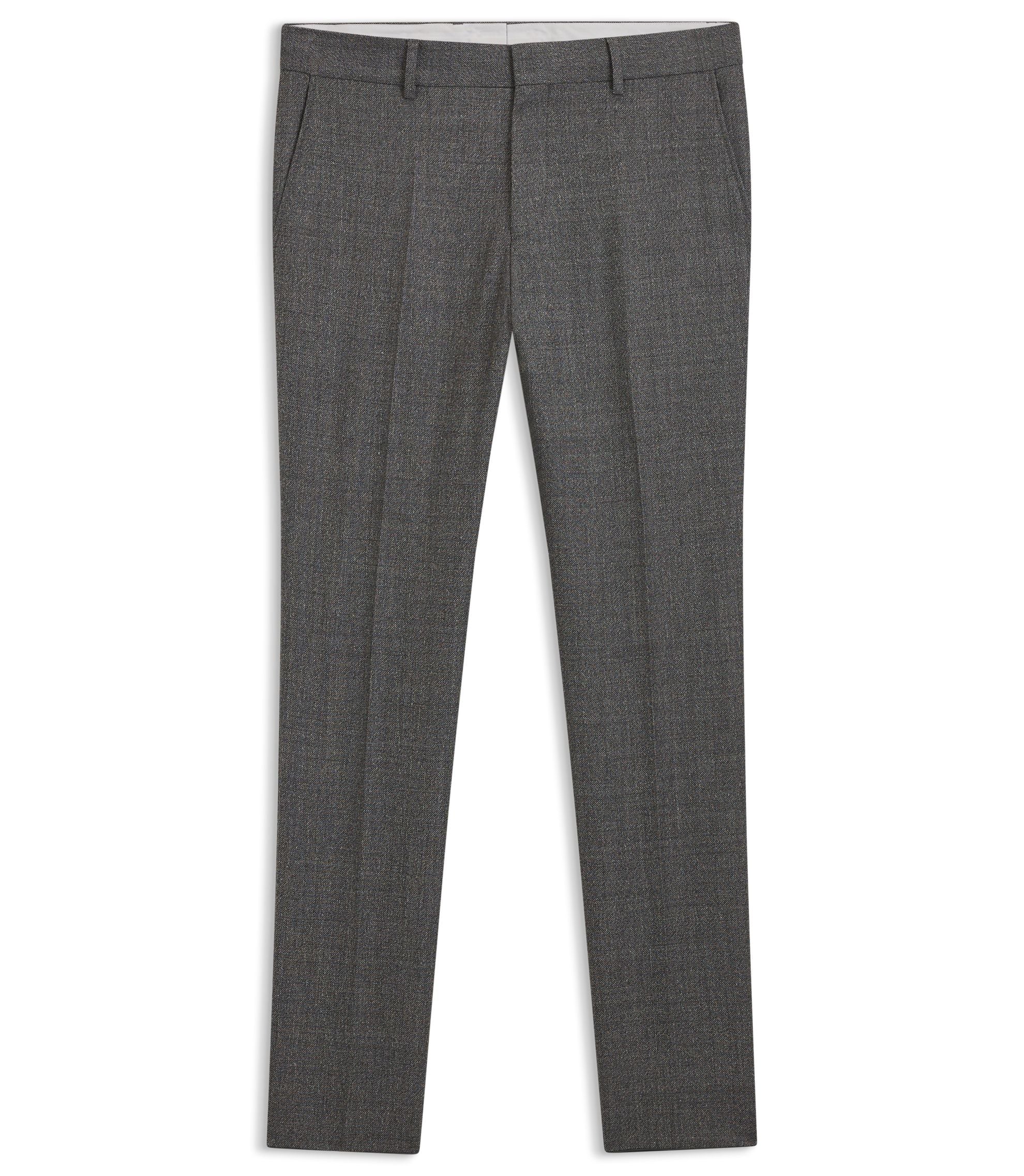 Boss Formal Trousers In Micro Patterned Virgin Wool Grey