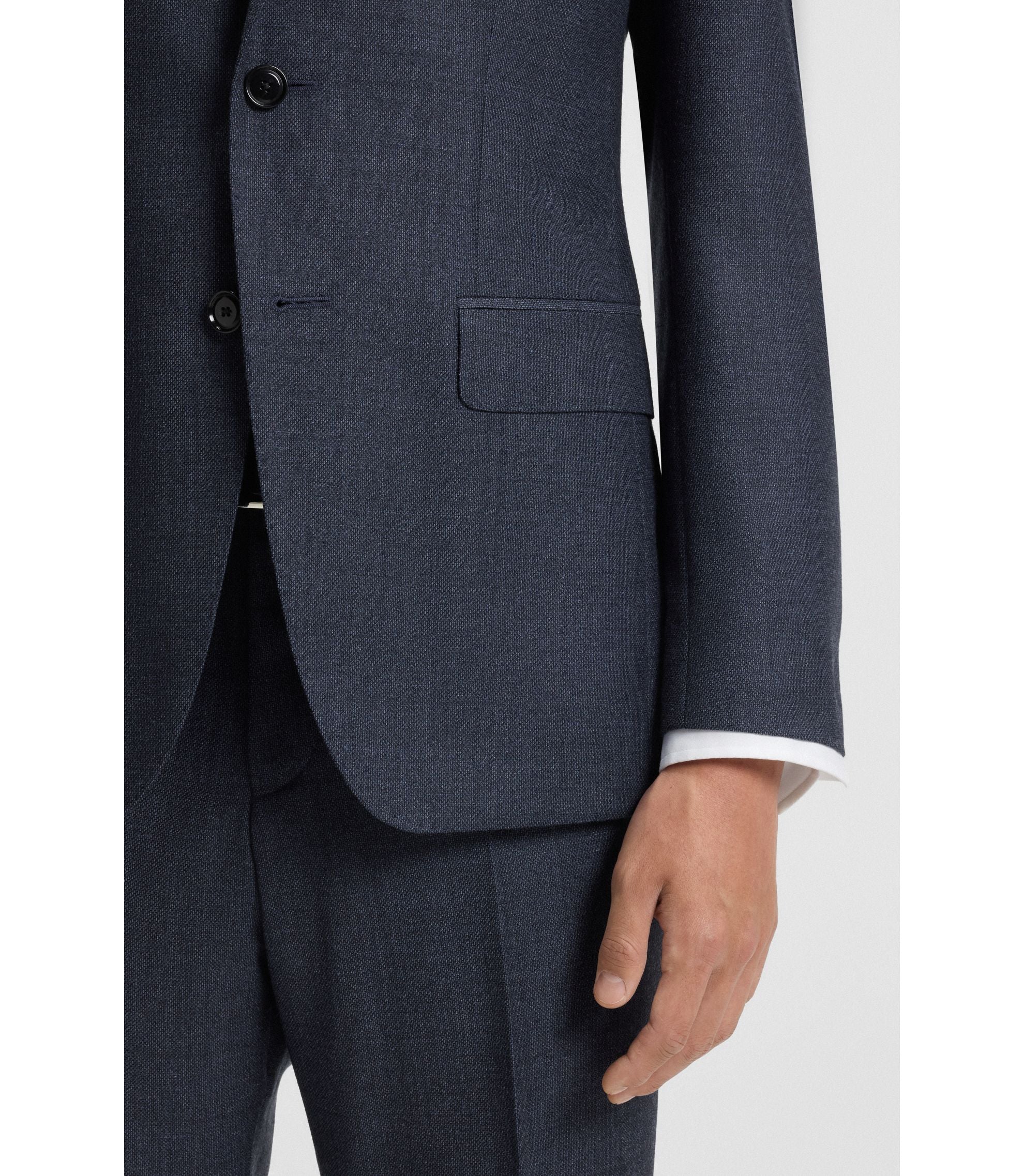 Boss Micro Patterned Slim Fit Jacket In Virgin Wool Light Blue
