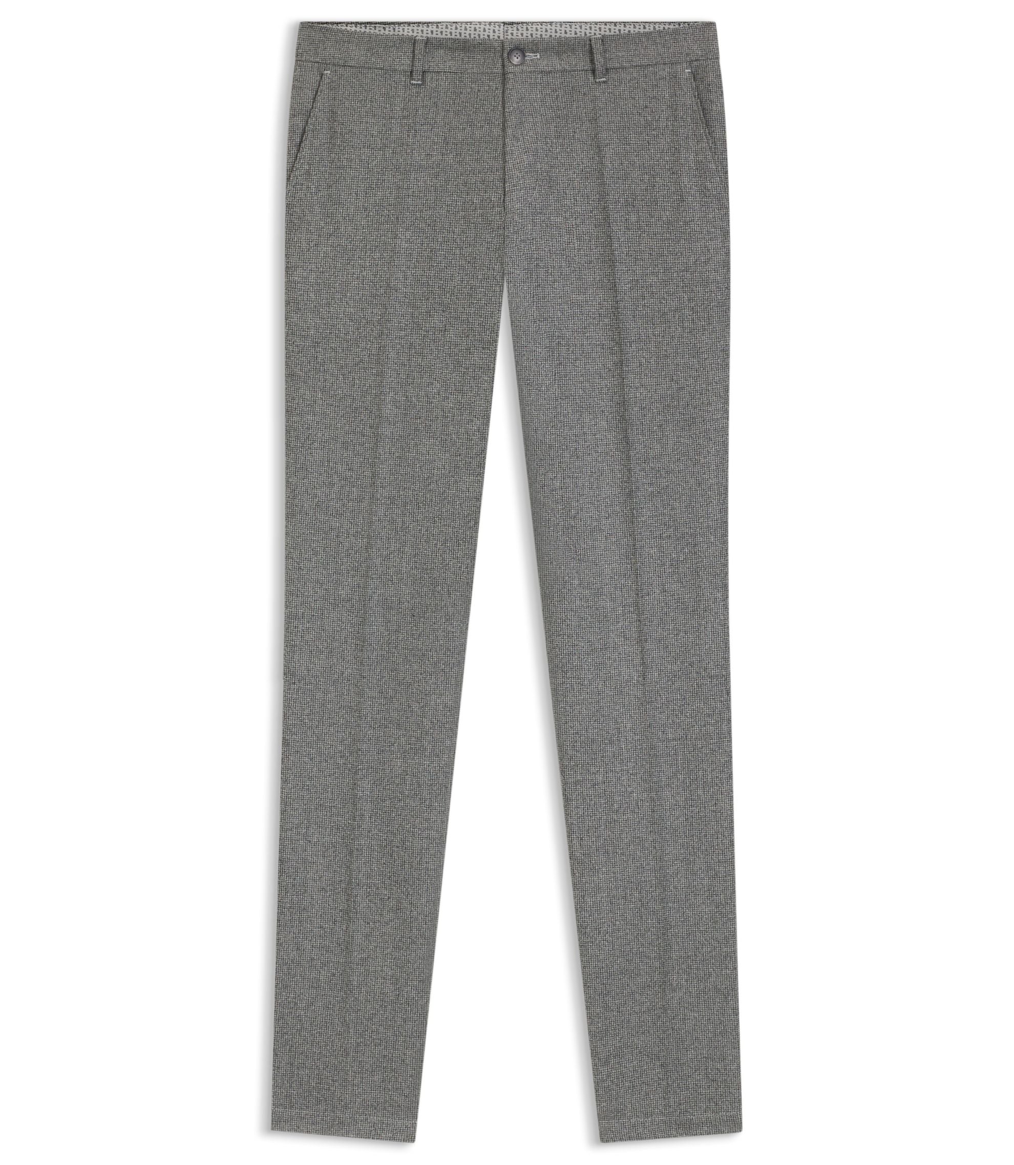 Boss Micro Patterned Slim Fit Trousers In Virgin Wool Silver