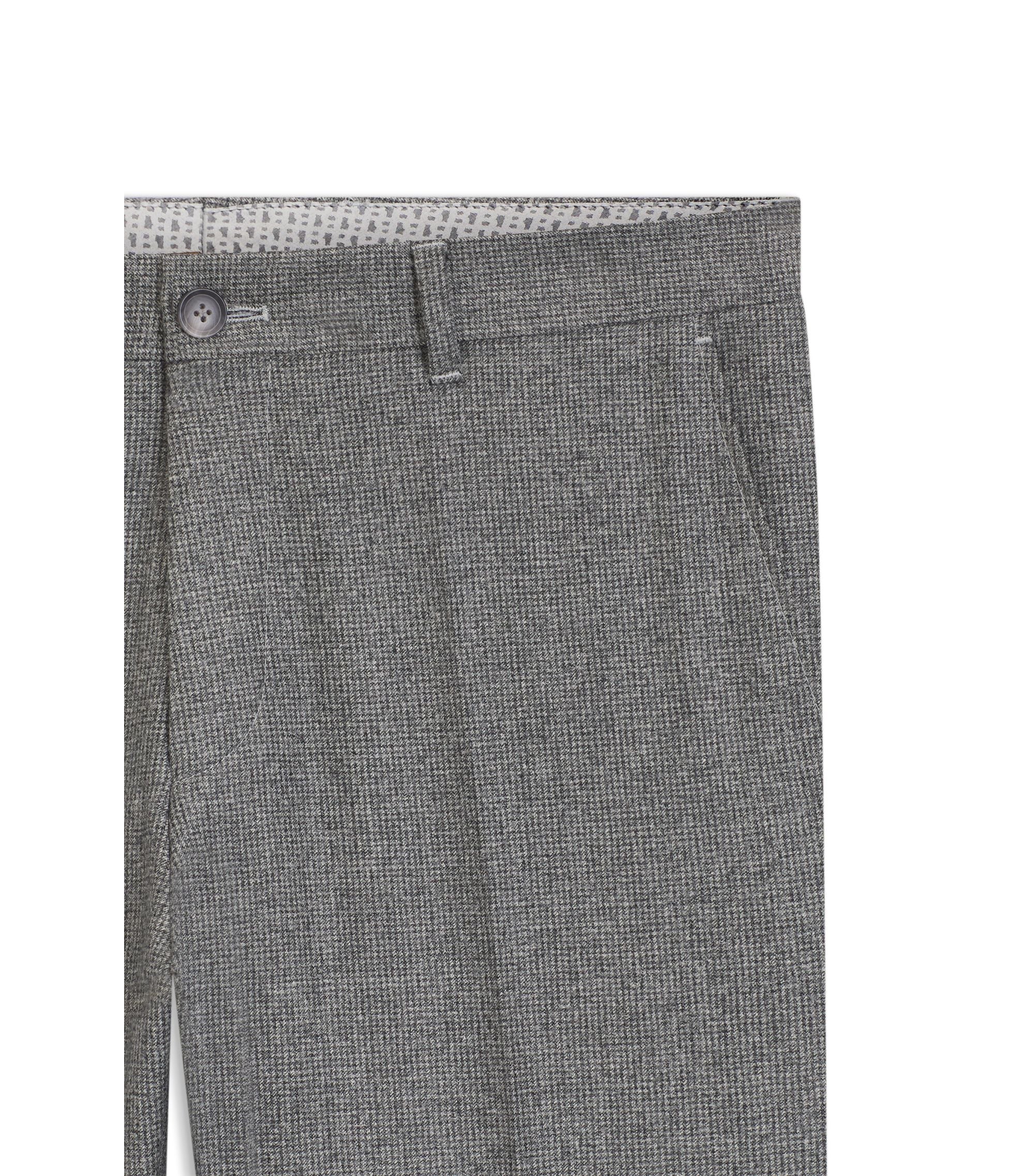 Boss Micro Patterned Slim Fit Trousers In Virgin Wool Silver