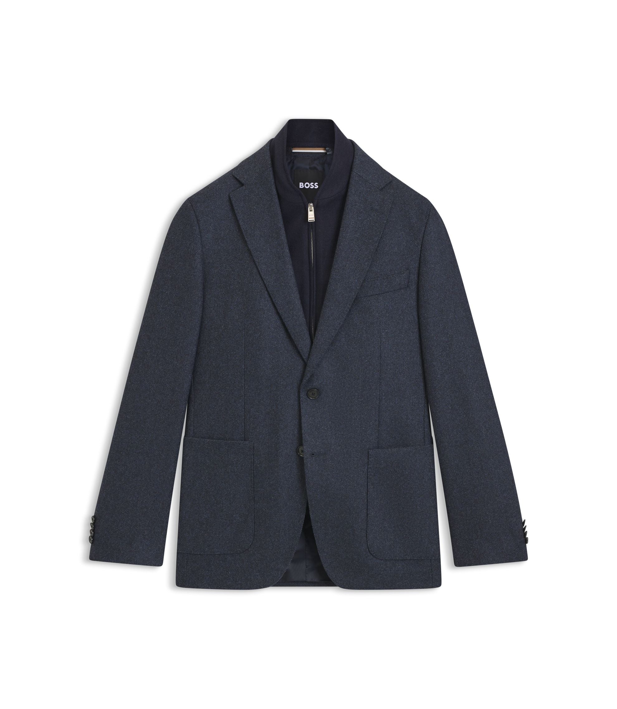 Boss Slim Fit Jacket With Integrated Bib Dark Blue