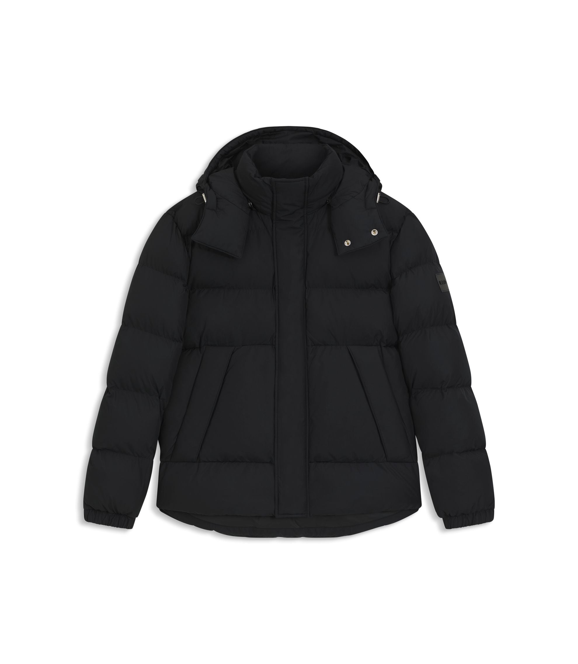Boss Logo Badge Jacket With Water Repellent Finish Black