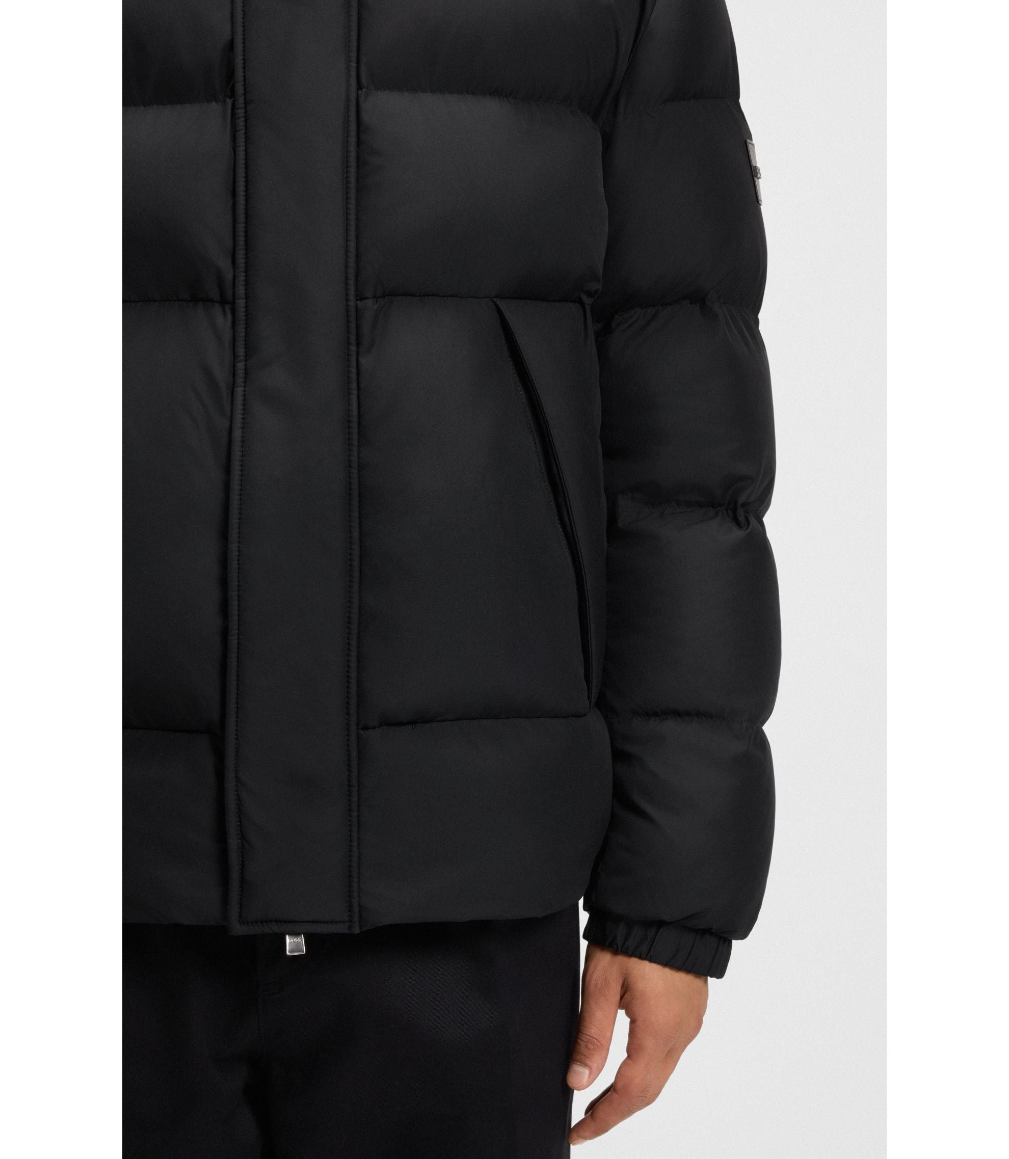 Boss Logo Badge Jacket With Water Repellent Finish Black
