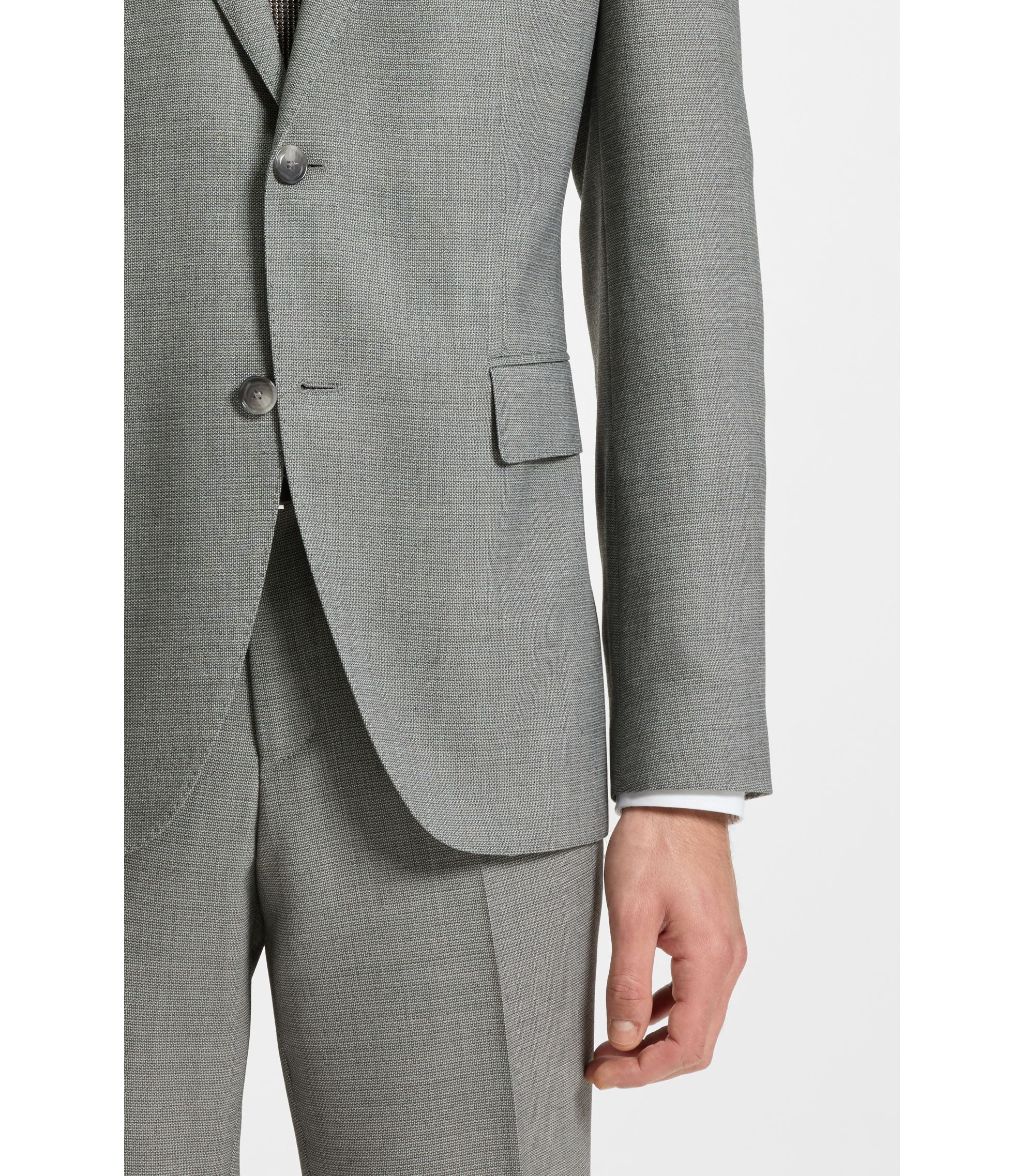 Boss Two Piece Regular Fit Suit In Patterned Stretch Cloth Silver