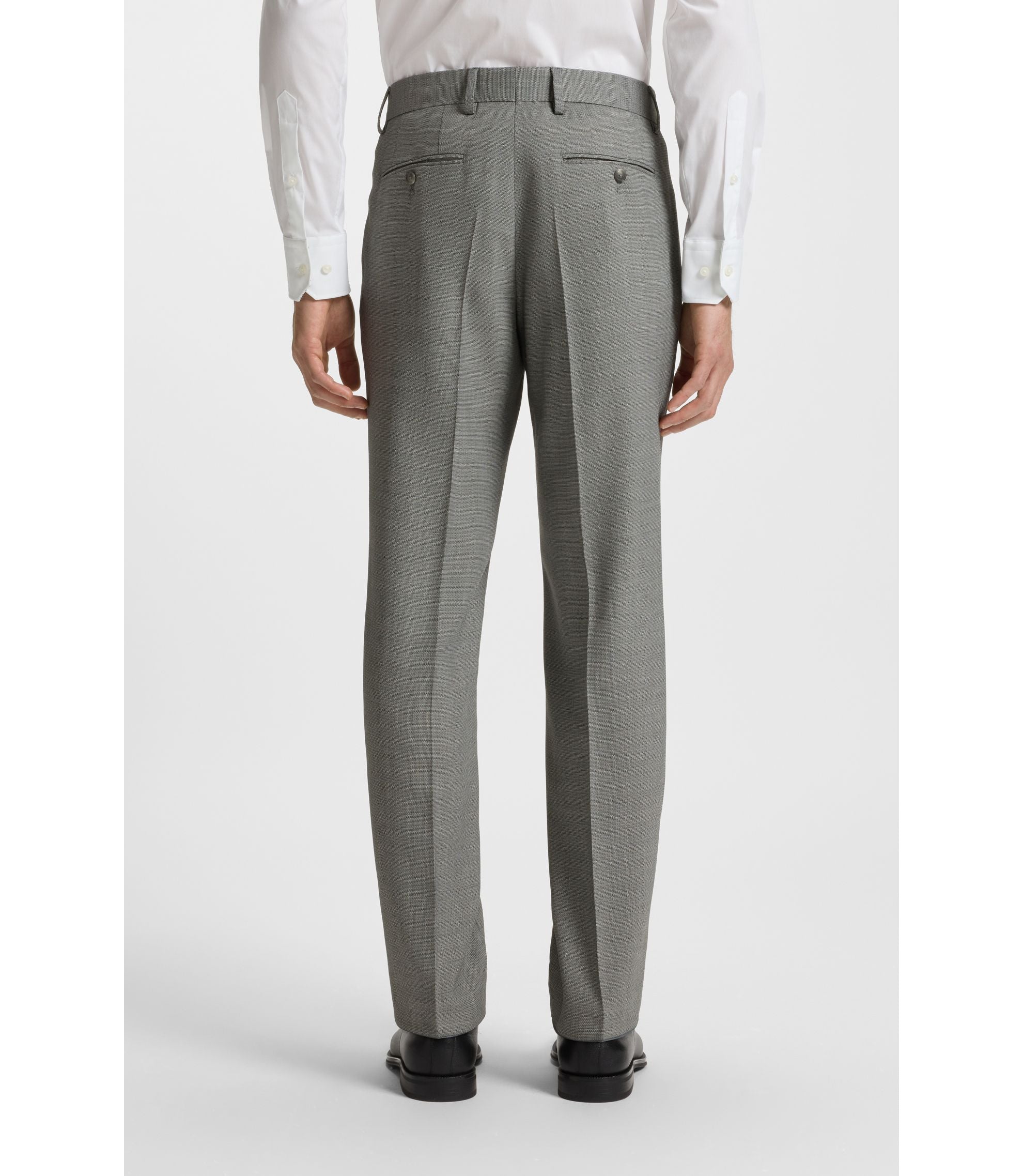 Boss Two Piece Regular Fit Suit In Patterned Stretch Cloth Silver