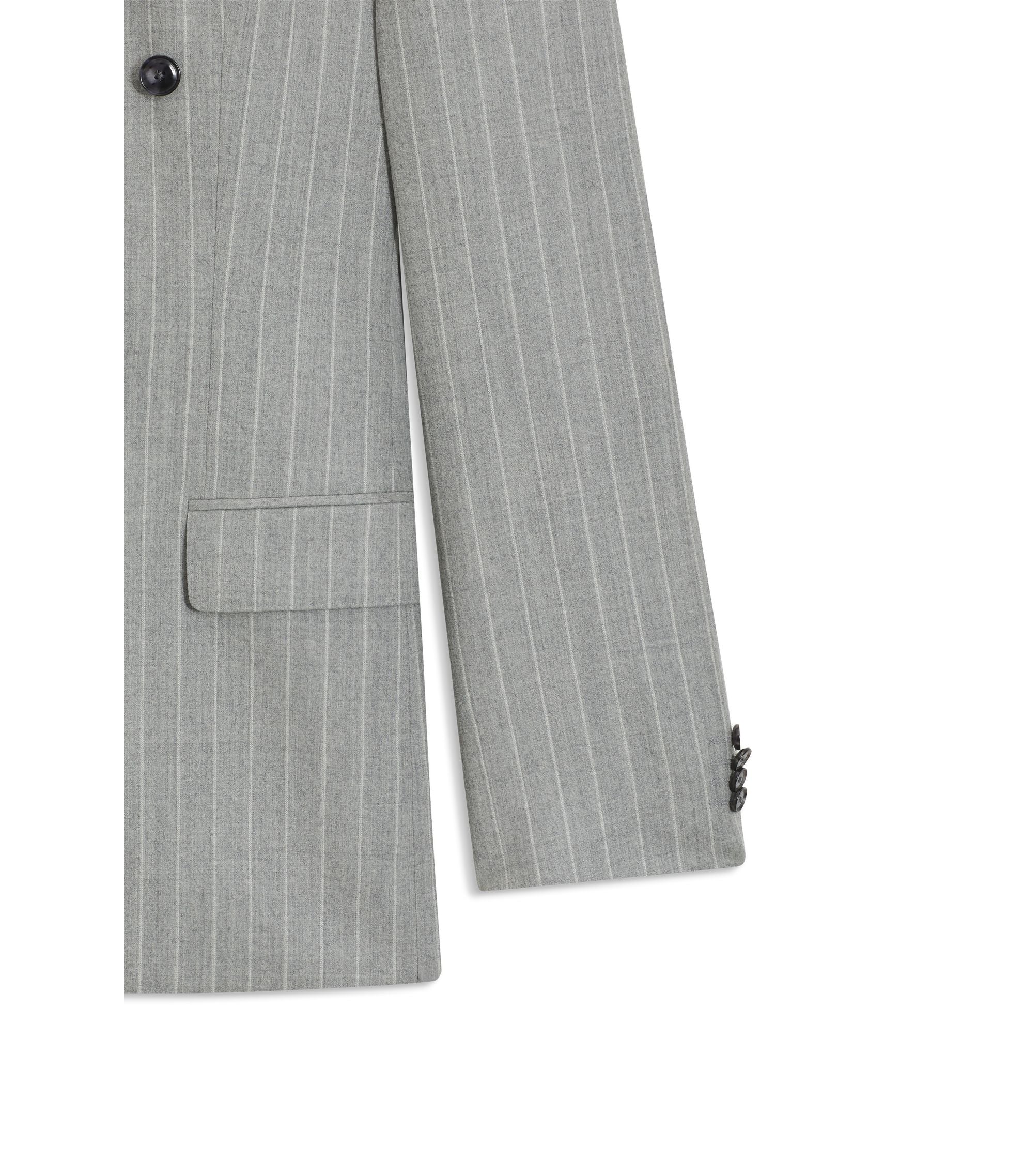 Boss Two Piece Slim Fit Suit In Striped Virgin Wool Silver