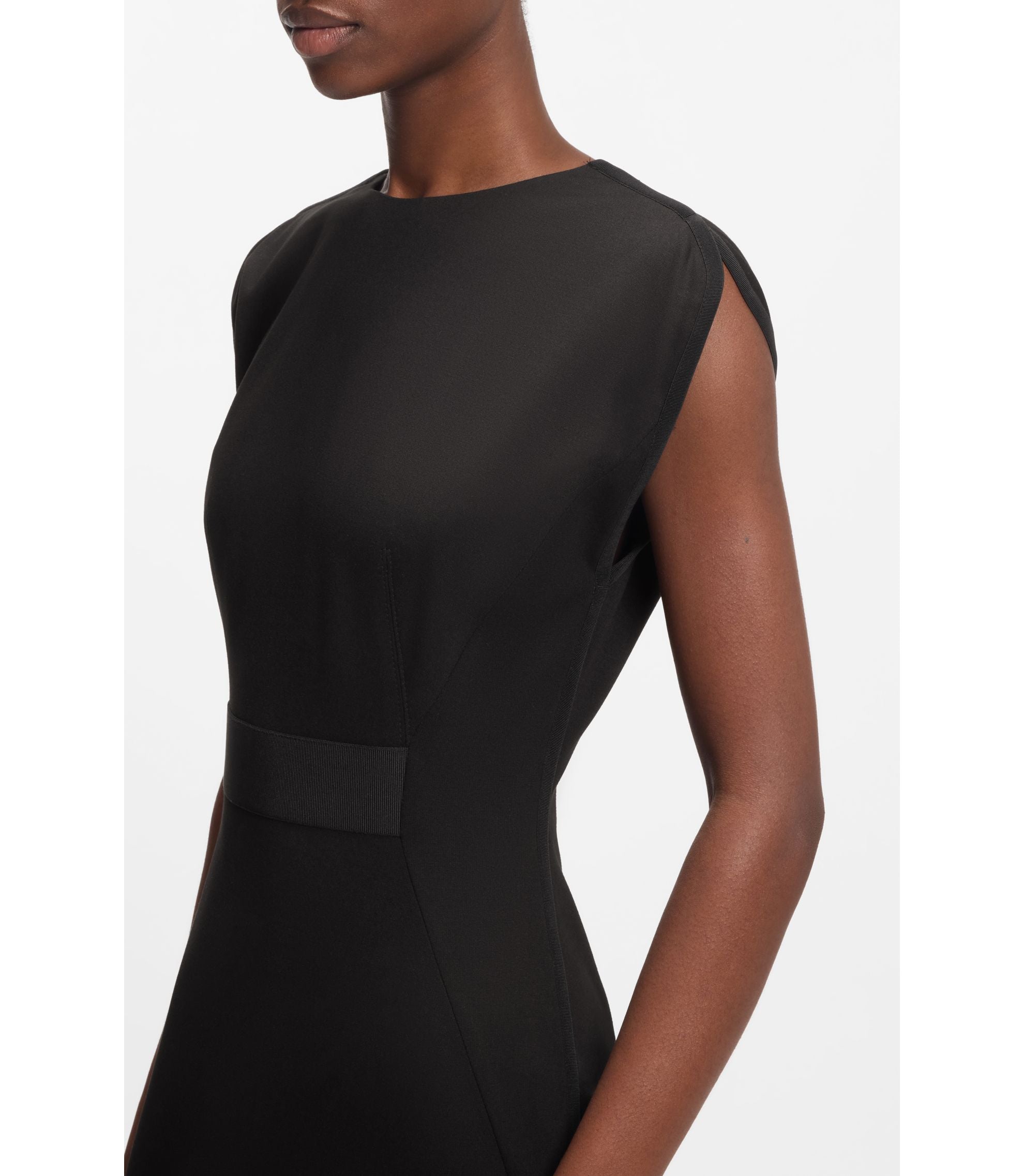 Boss Waistband Detail Dress In Stretch Jersey Black Women's