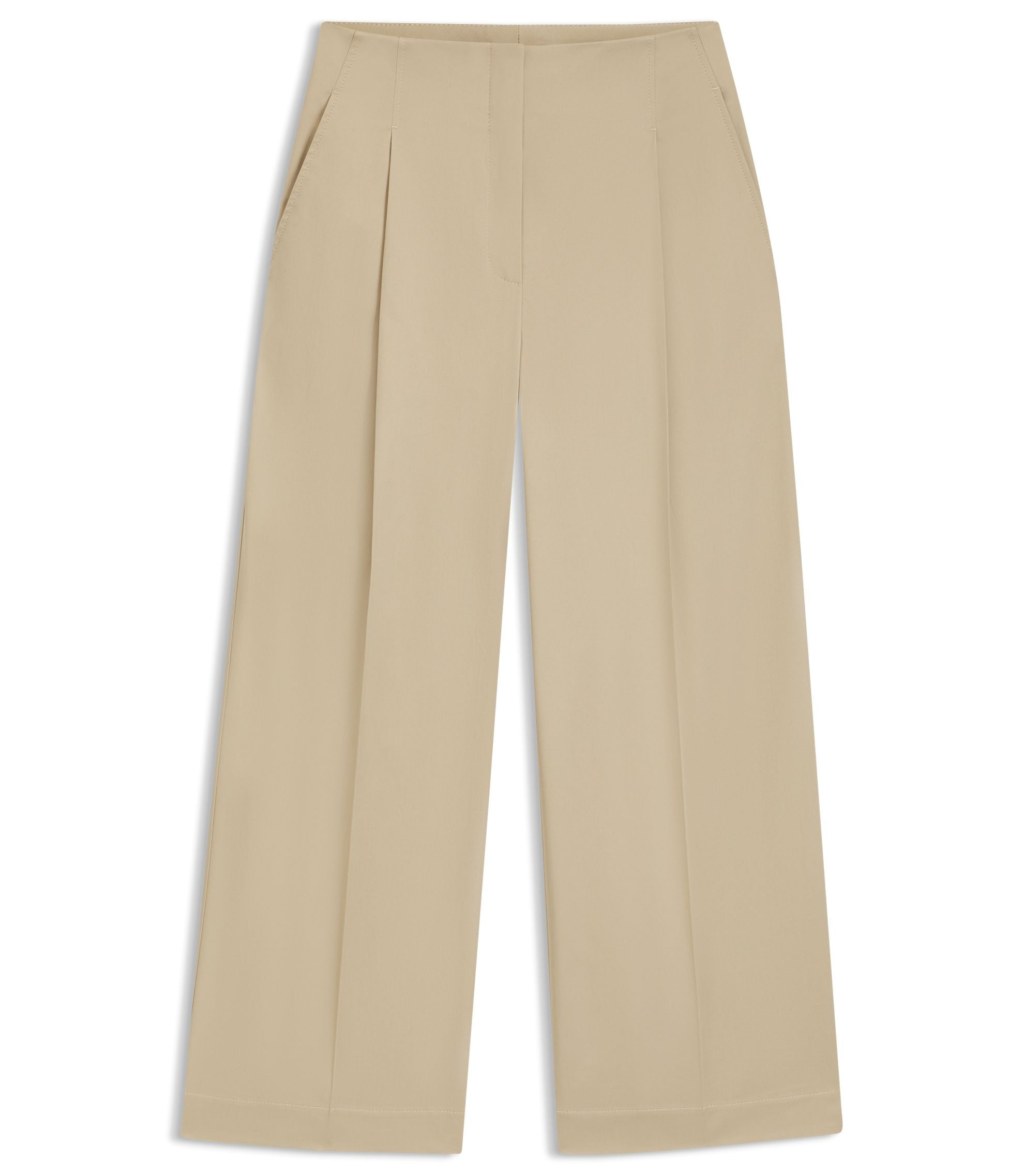 Boss Relaxed Fit Culottes In Stretch Cotton Light Beige Women's