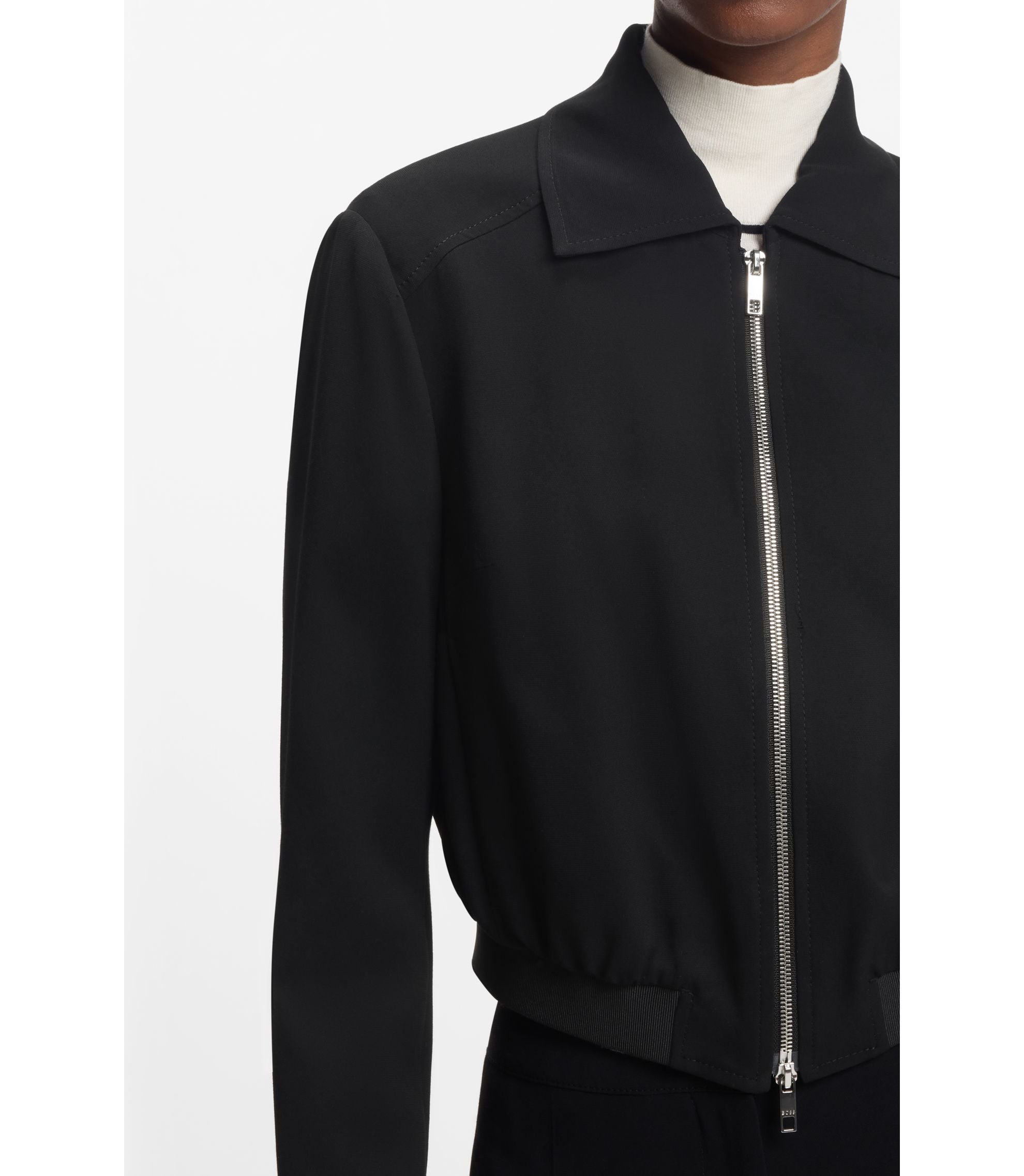 Boss Regular Fit Blazer In Soft Crepe Black Women's