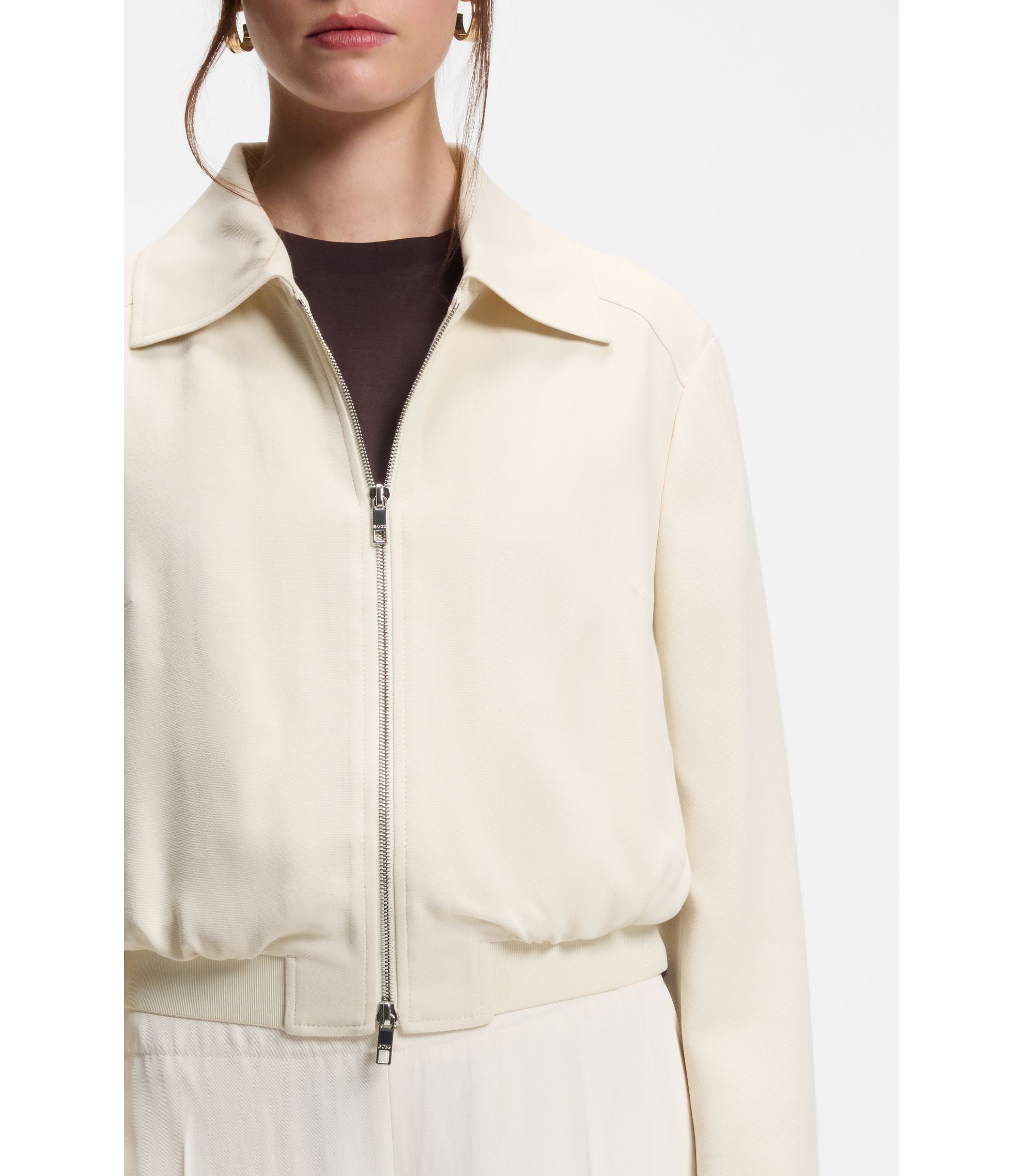 Boss Regular Fit Blazer In Soft Crepe White Women's