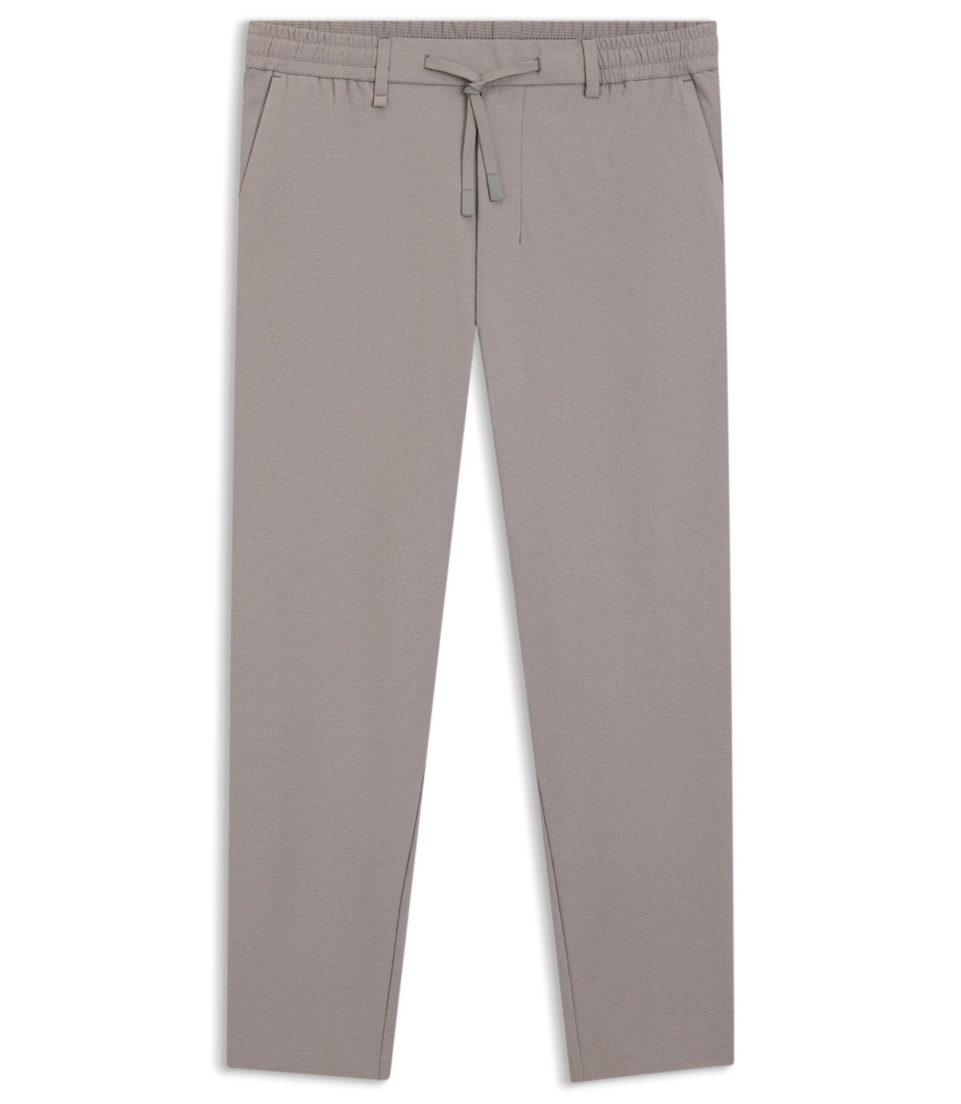 Boss Relaxed Fit Trousers In Waffle Fabric Light Grey