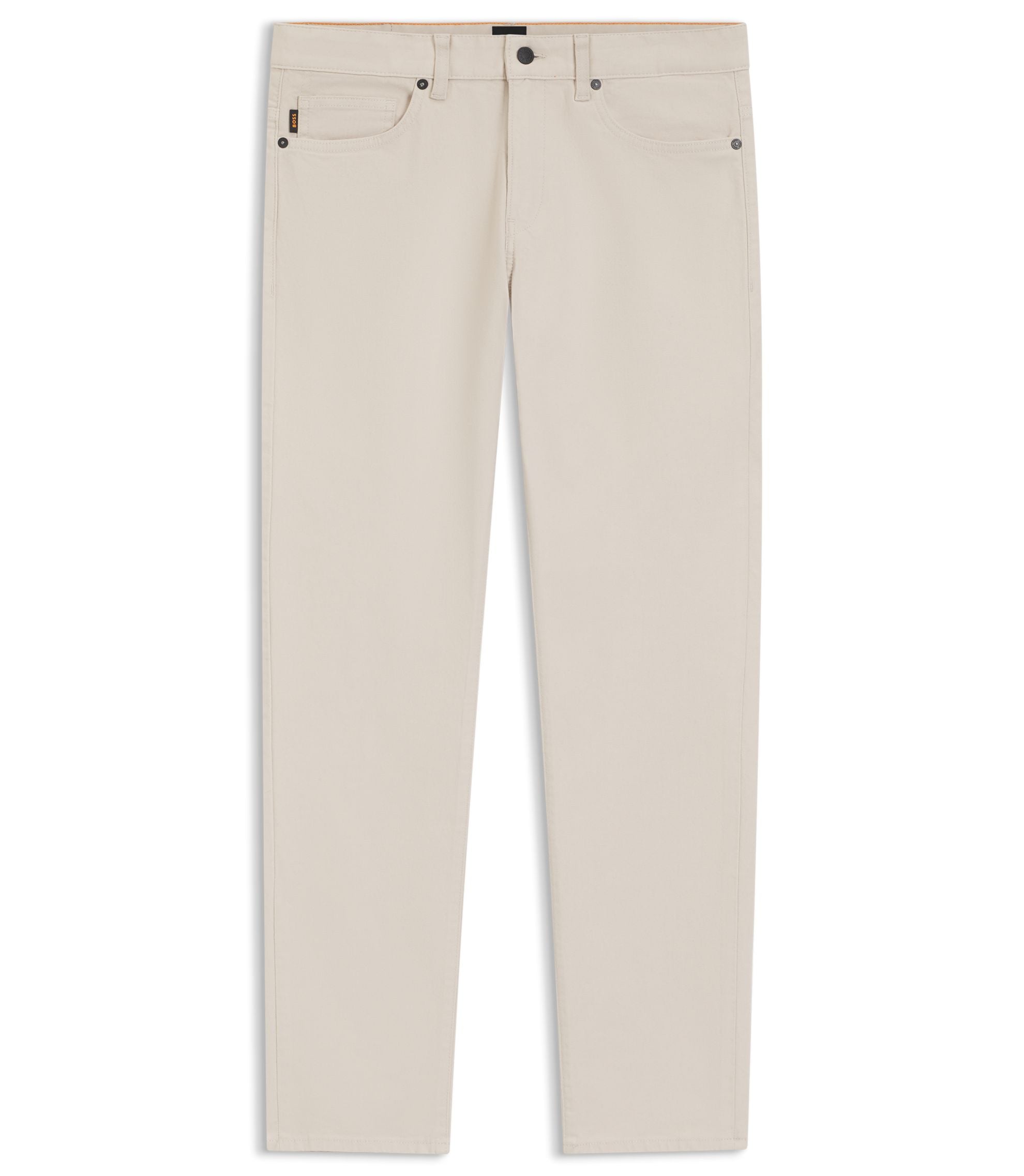 Boss Delaware Trousers In Stretch Cotton Canvas Light Grey