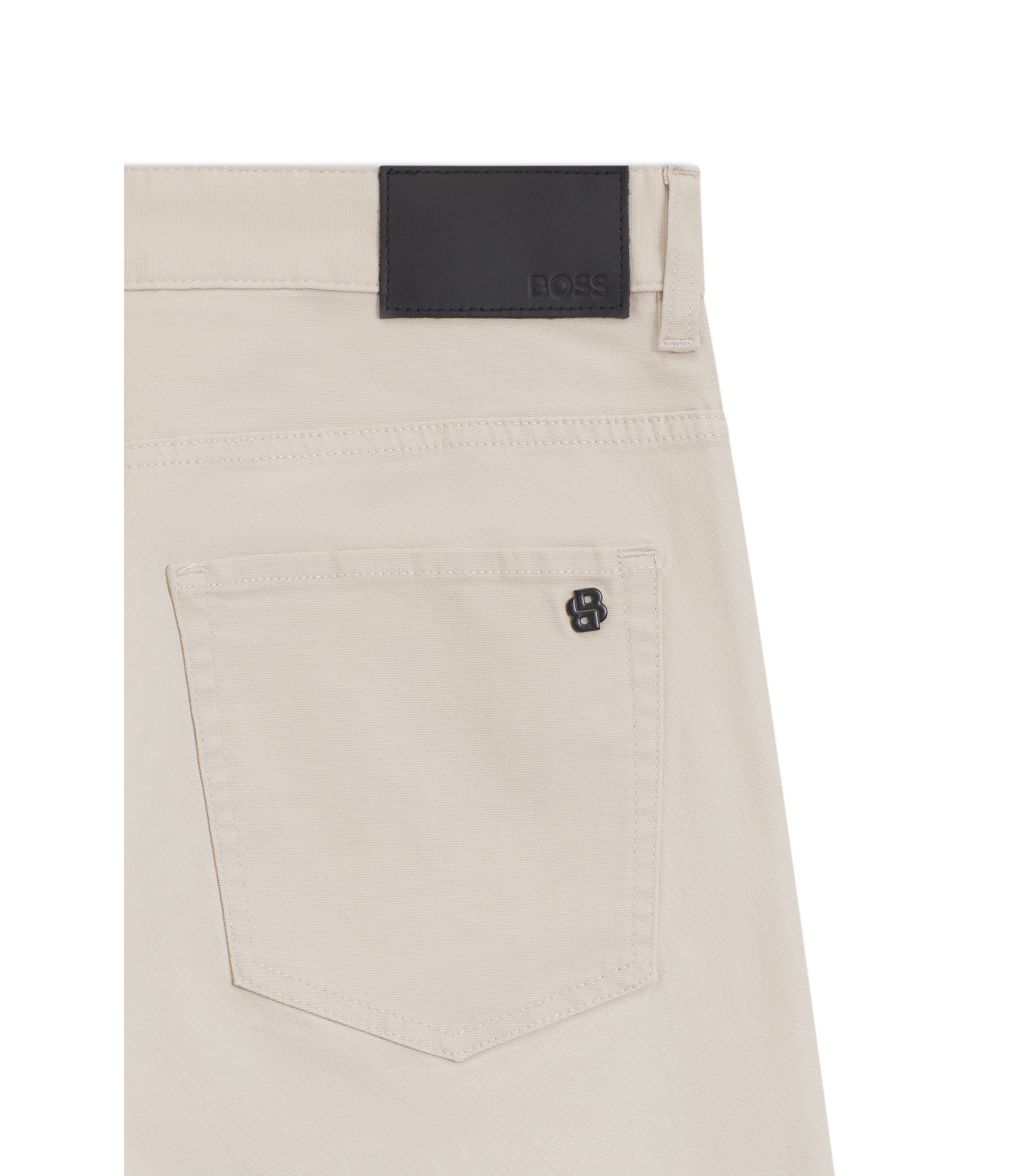 Boss Delaware Trousers In Stretch Cotton Canvas Light Grey